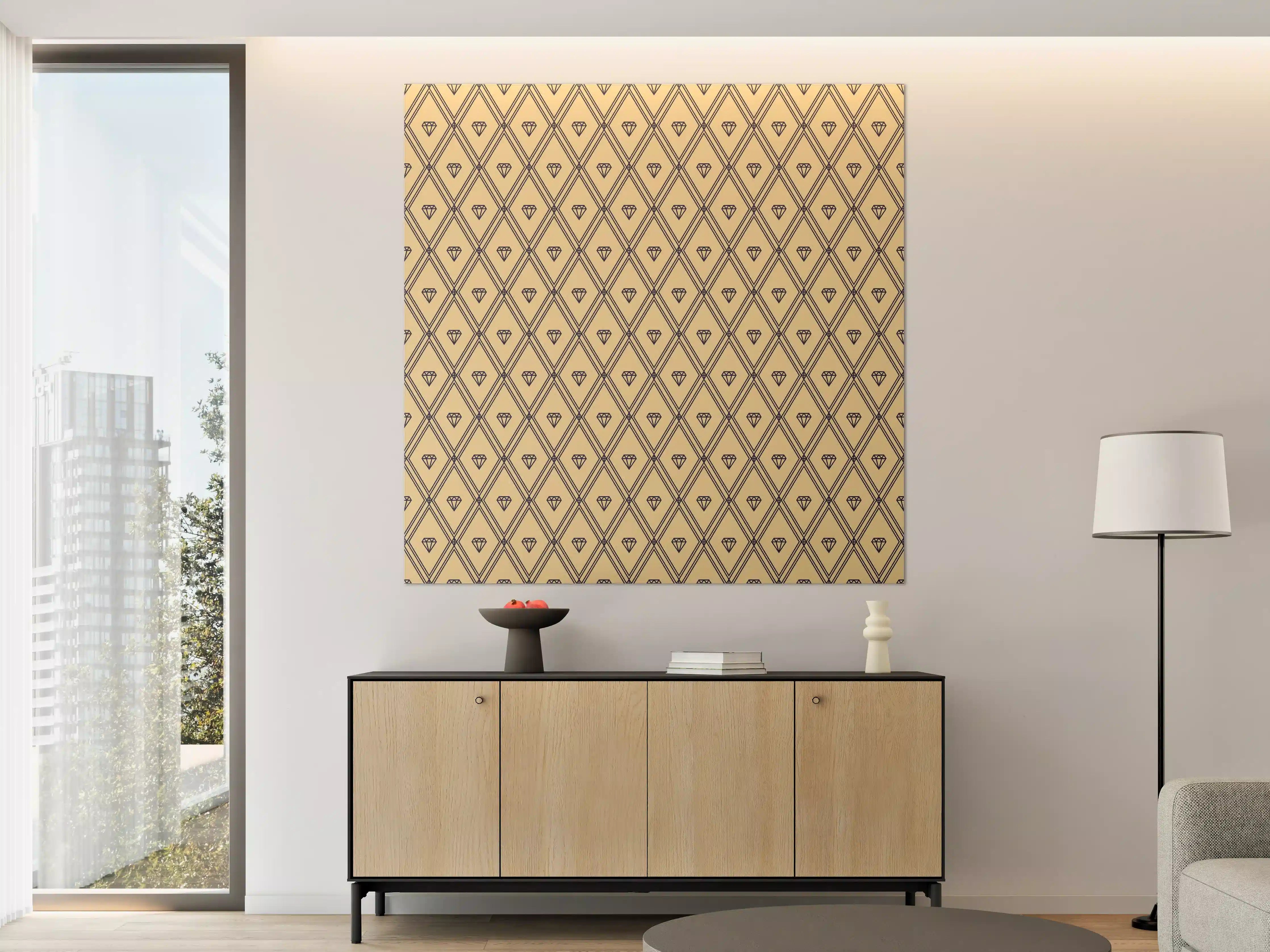 Große Wandbilder - Beige Diamantmuster Design