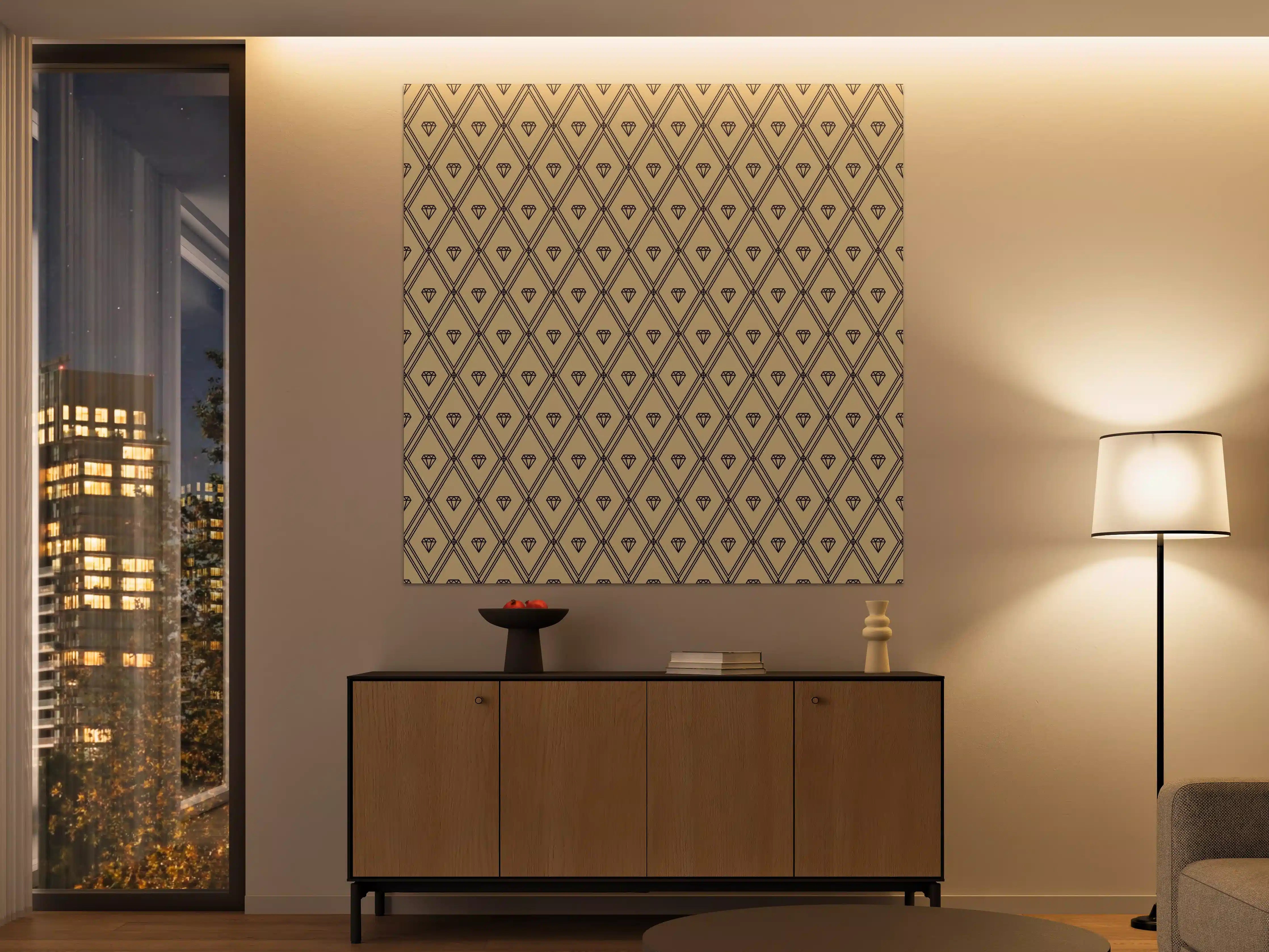 Große Wandbilder - Beige Diamantmuster Design