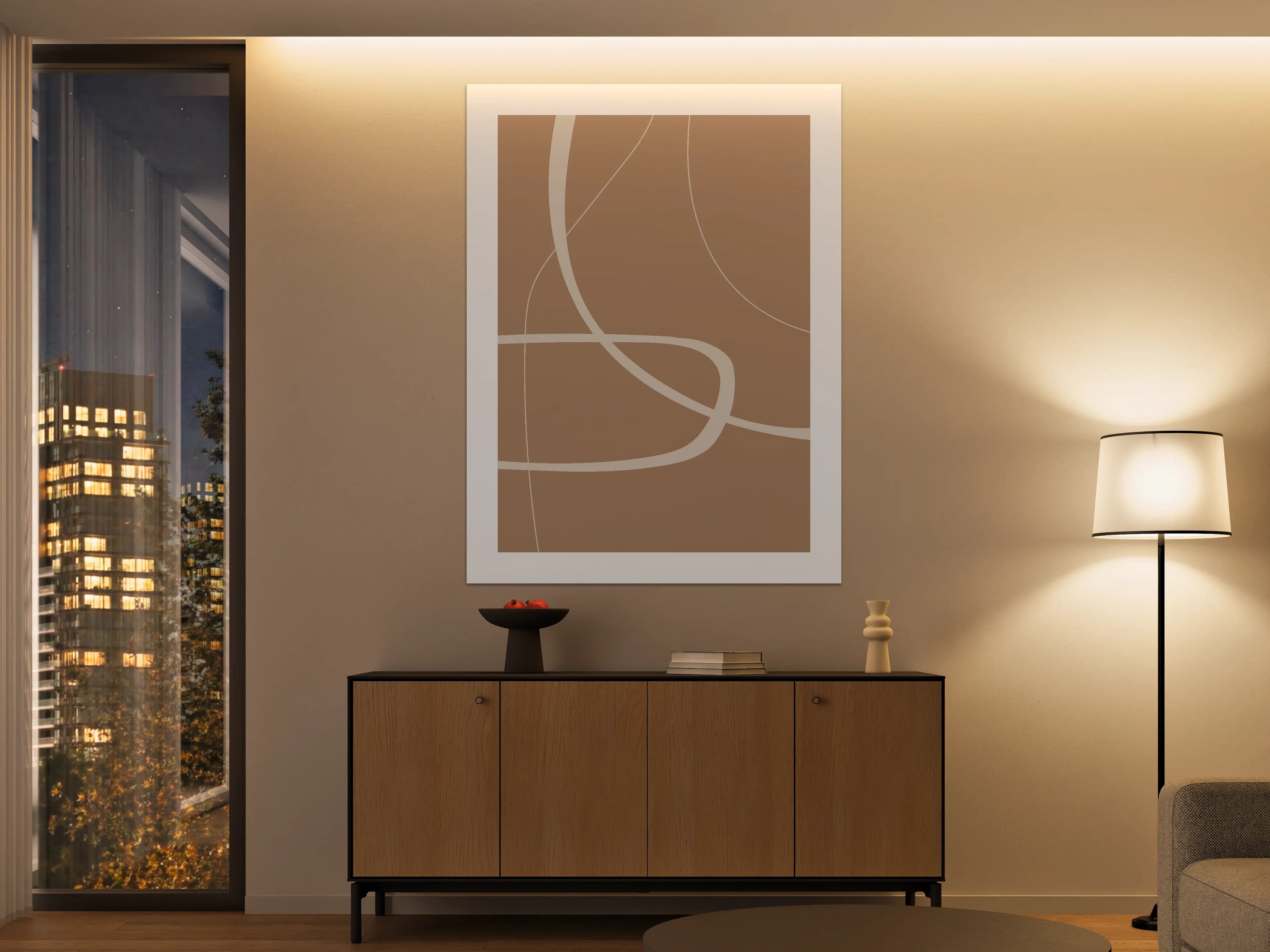Große Wandbilder - Beige Erdtöne mit geschwungenen Linien