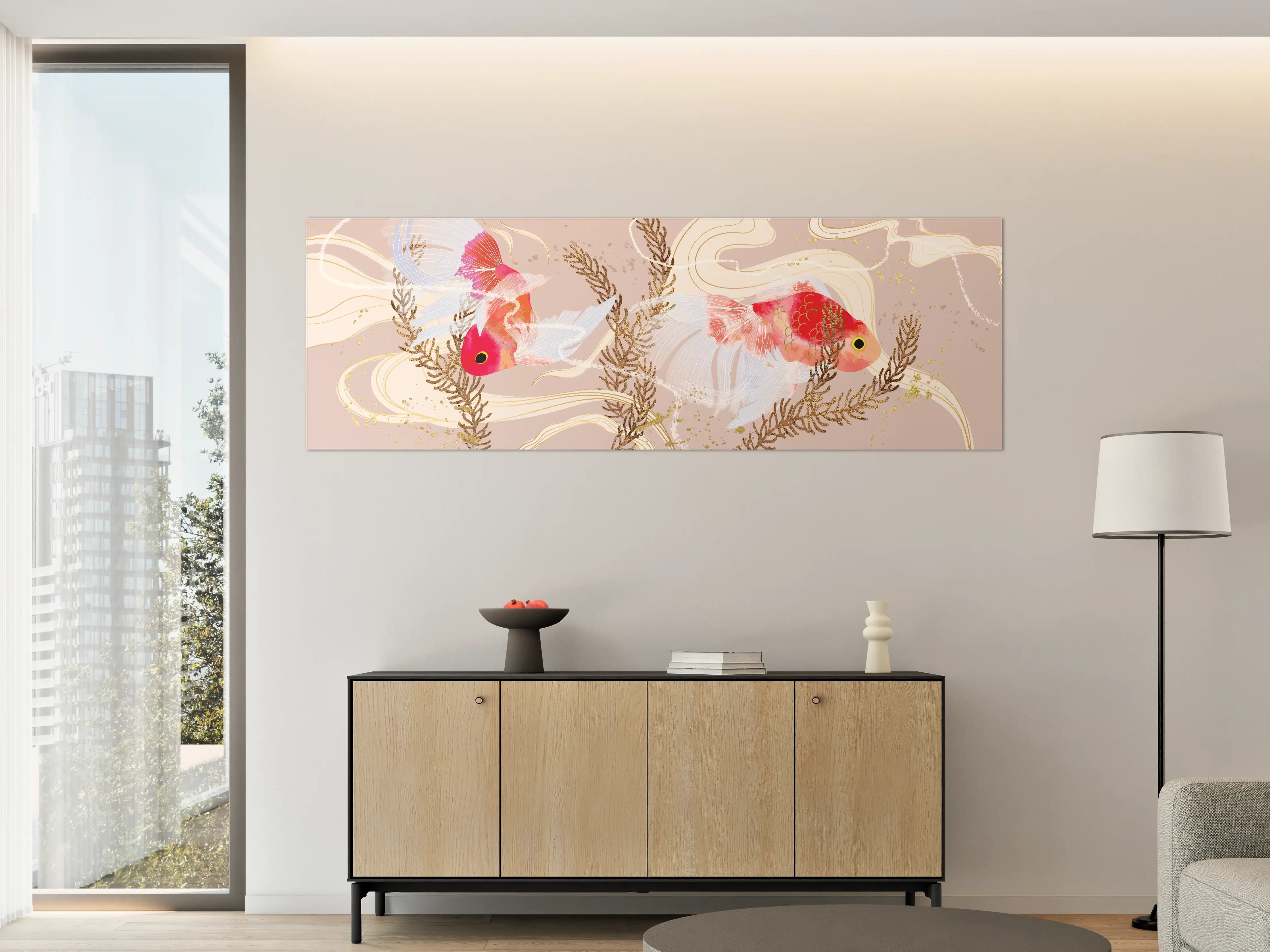 Große Wandbilder - Beige Koi-Kunstdruck