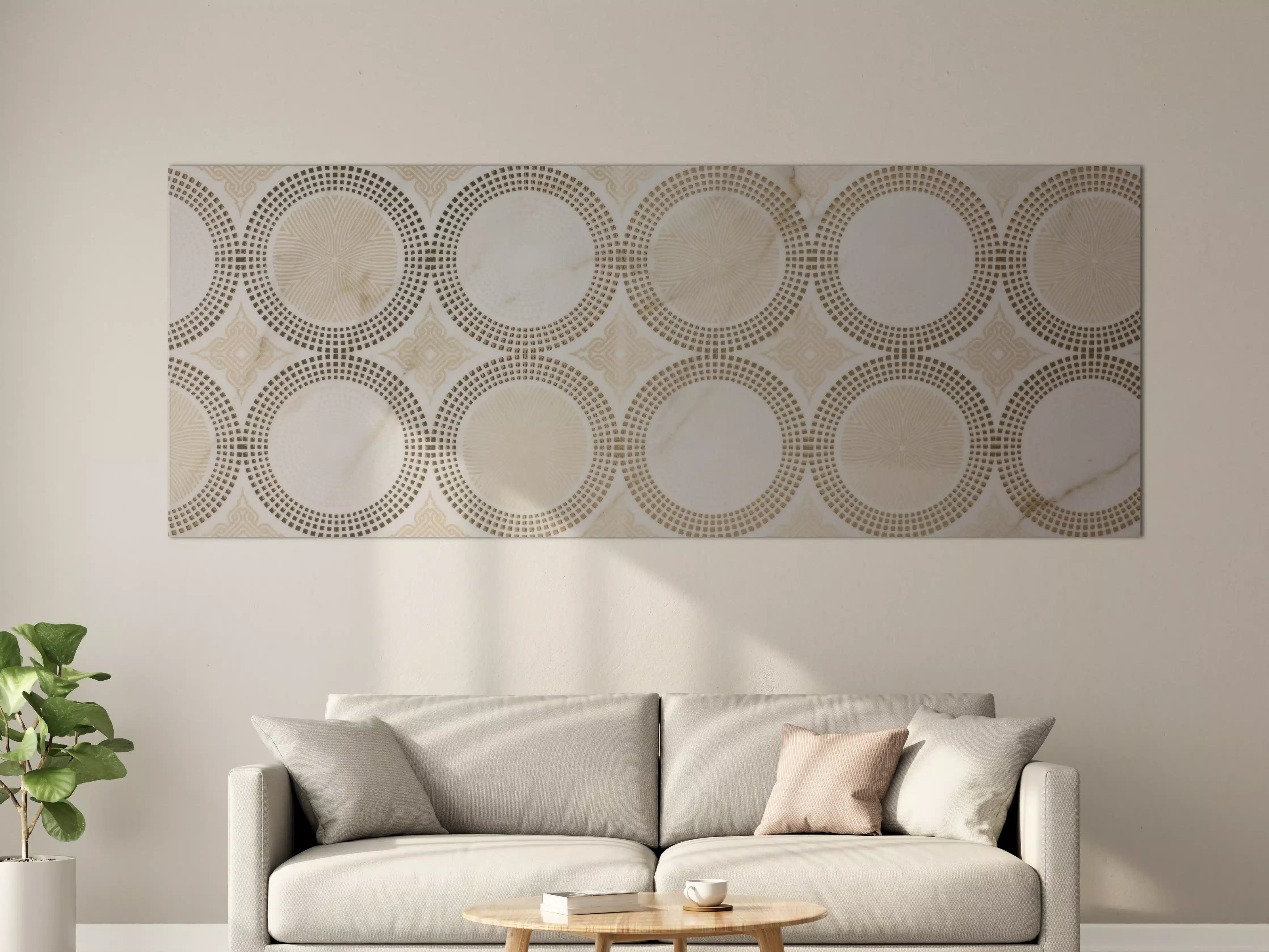 Große Wandbilder - Beige Marmor-Textur mit geometrischem Muster