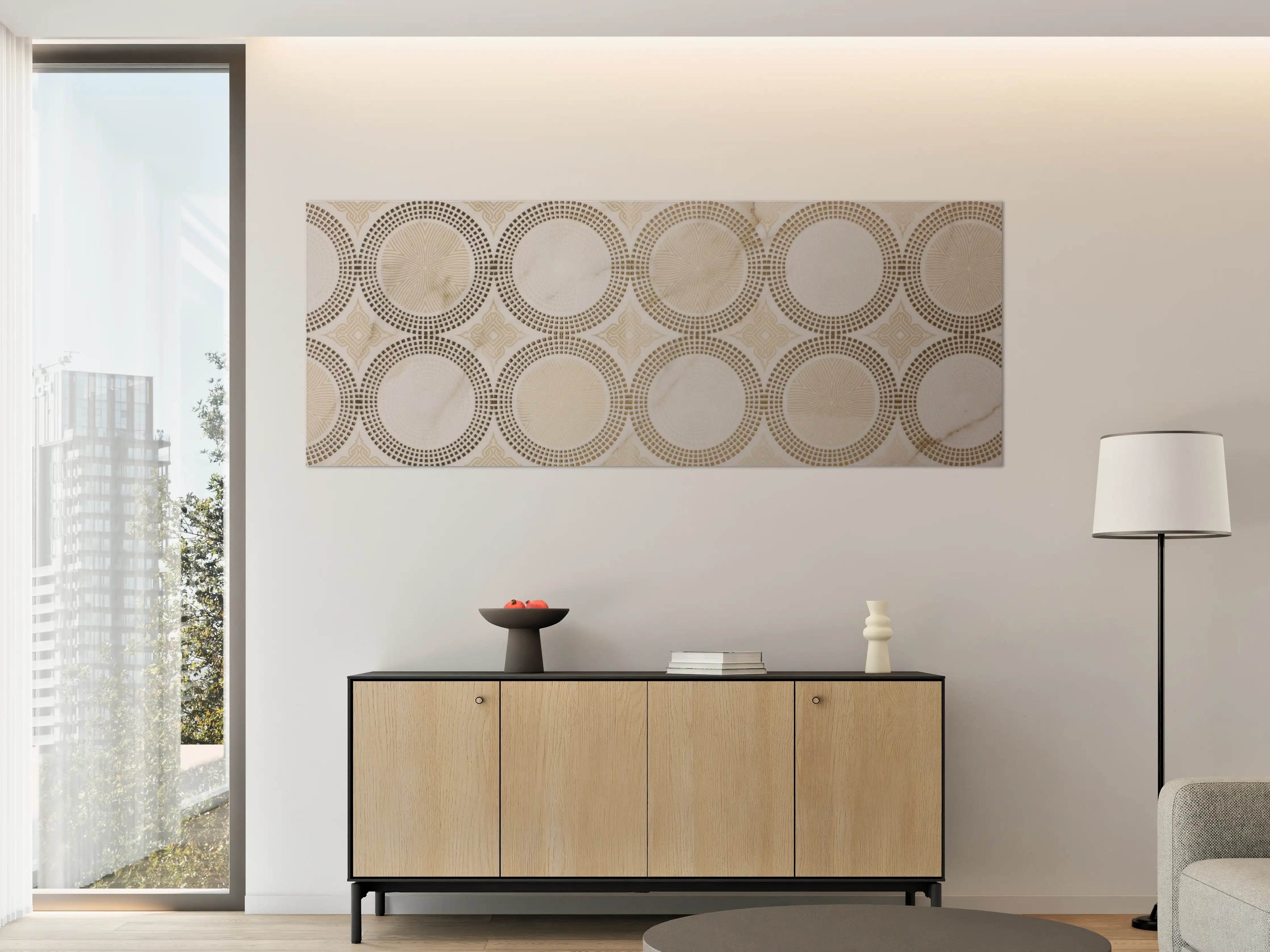 Große Wandbilder - Beige Marmor-Textur mit geometrischem Muster