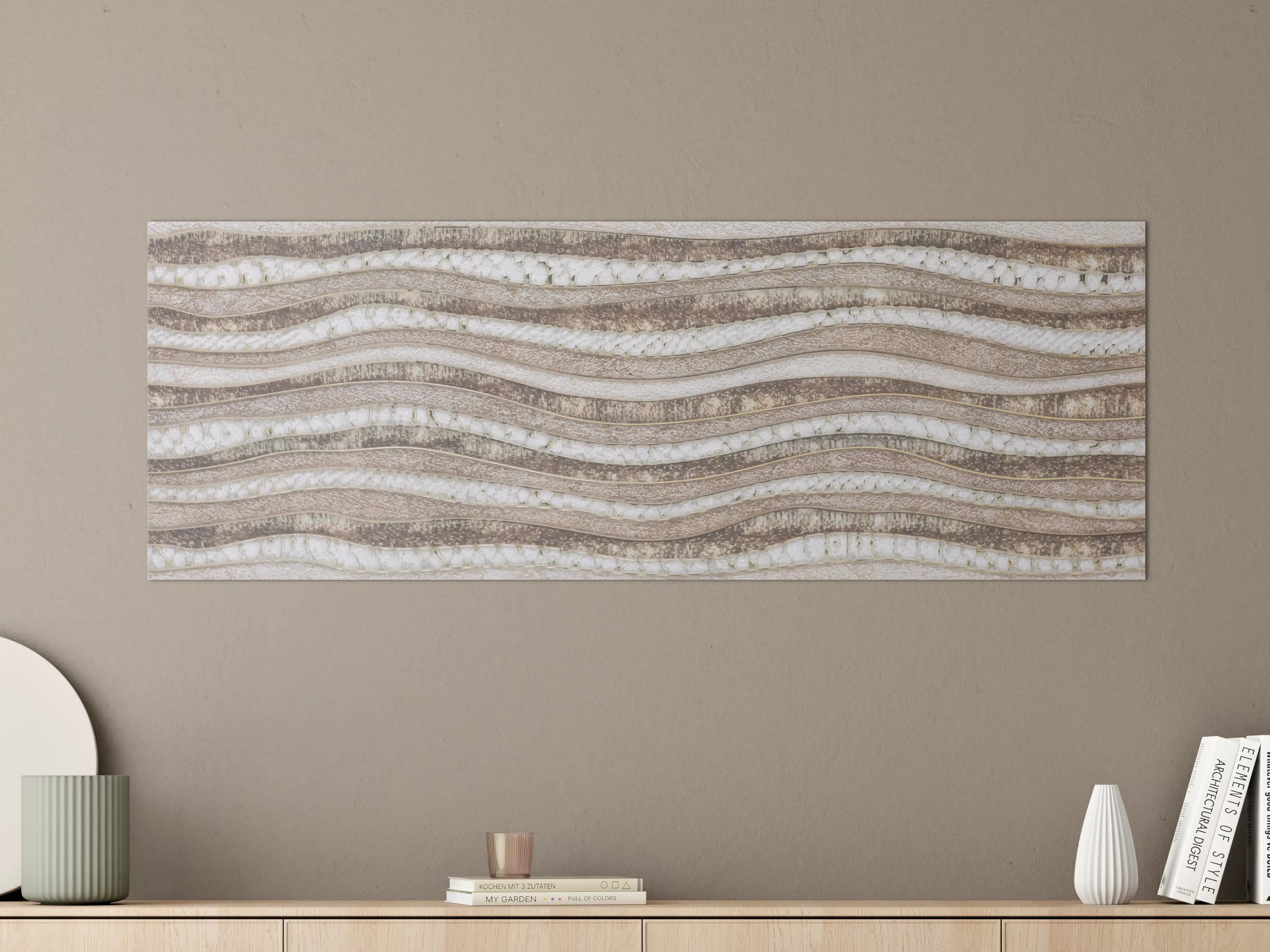 Große Wandbilder - Beige Marmorstruktur mit Wellenmuster