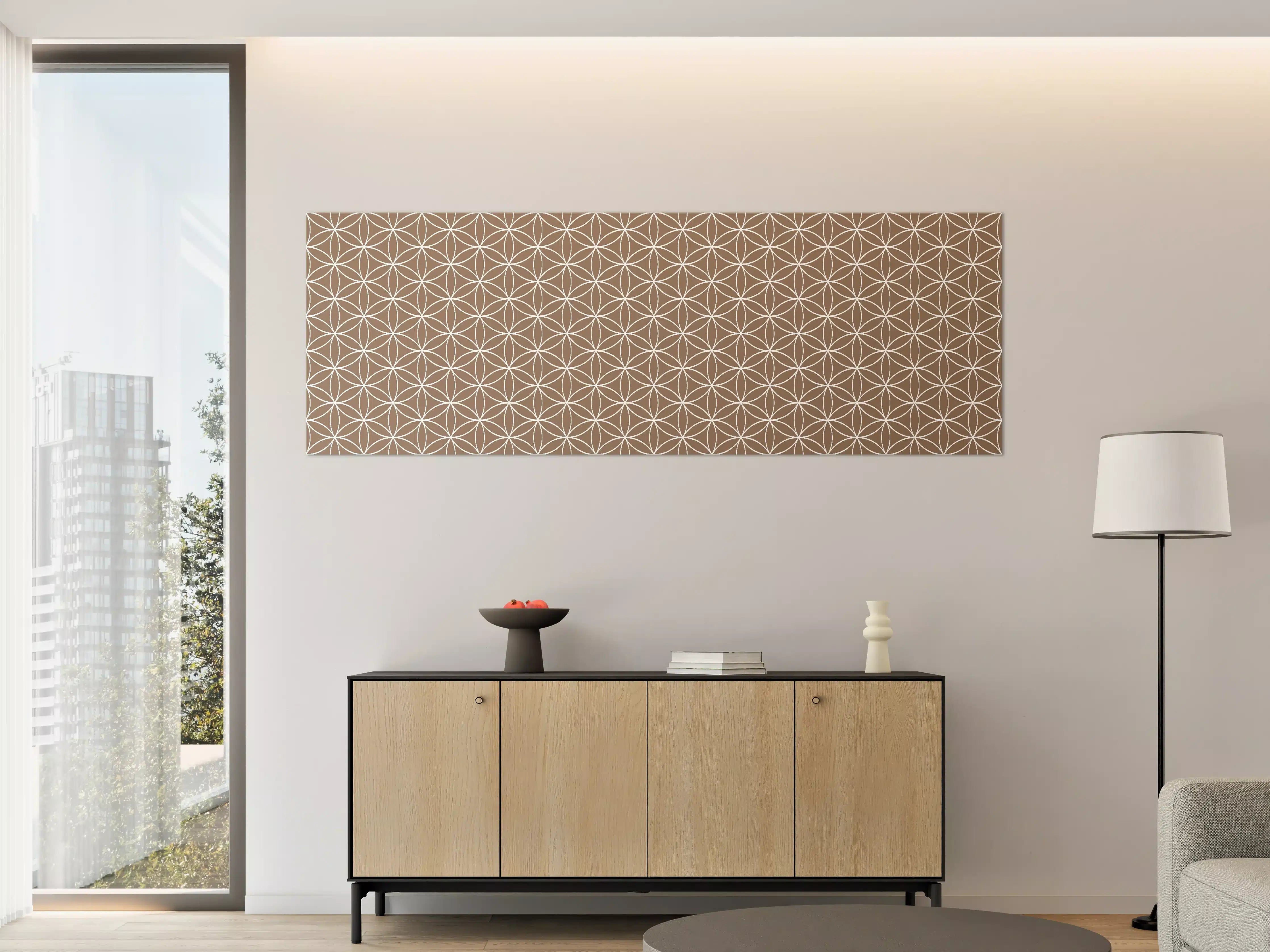 Große Wandbilder - Beige Muster mit geometrischer Blume