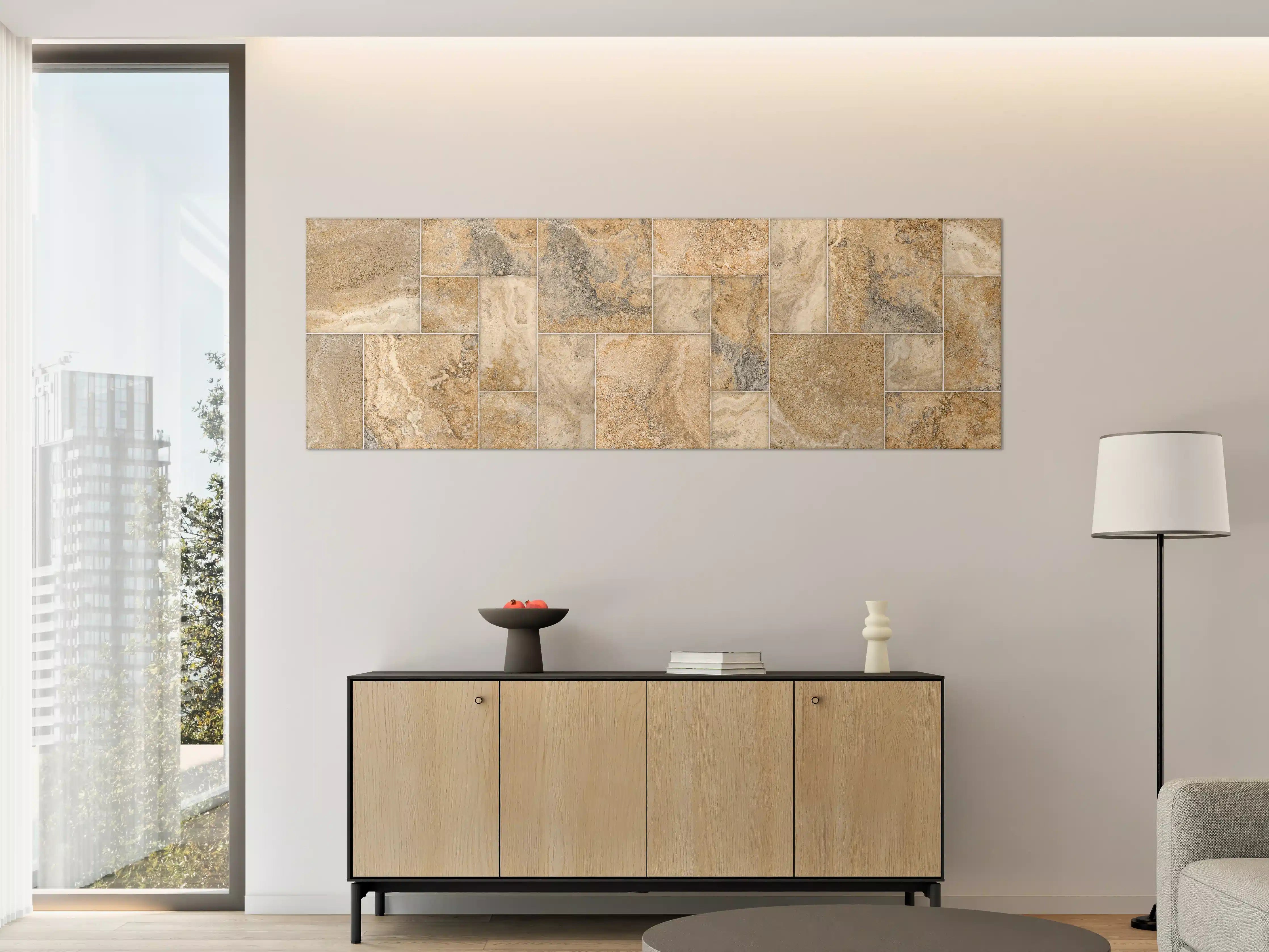 Große Wandbilder - Beige Naturstein Wandtextur