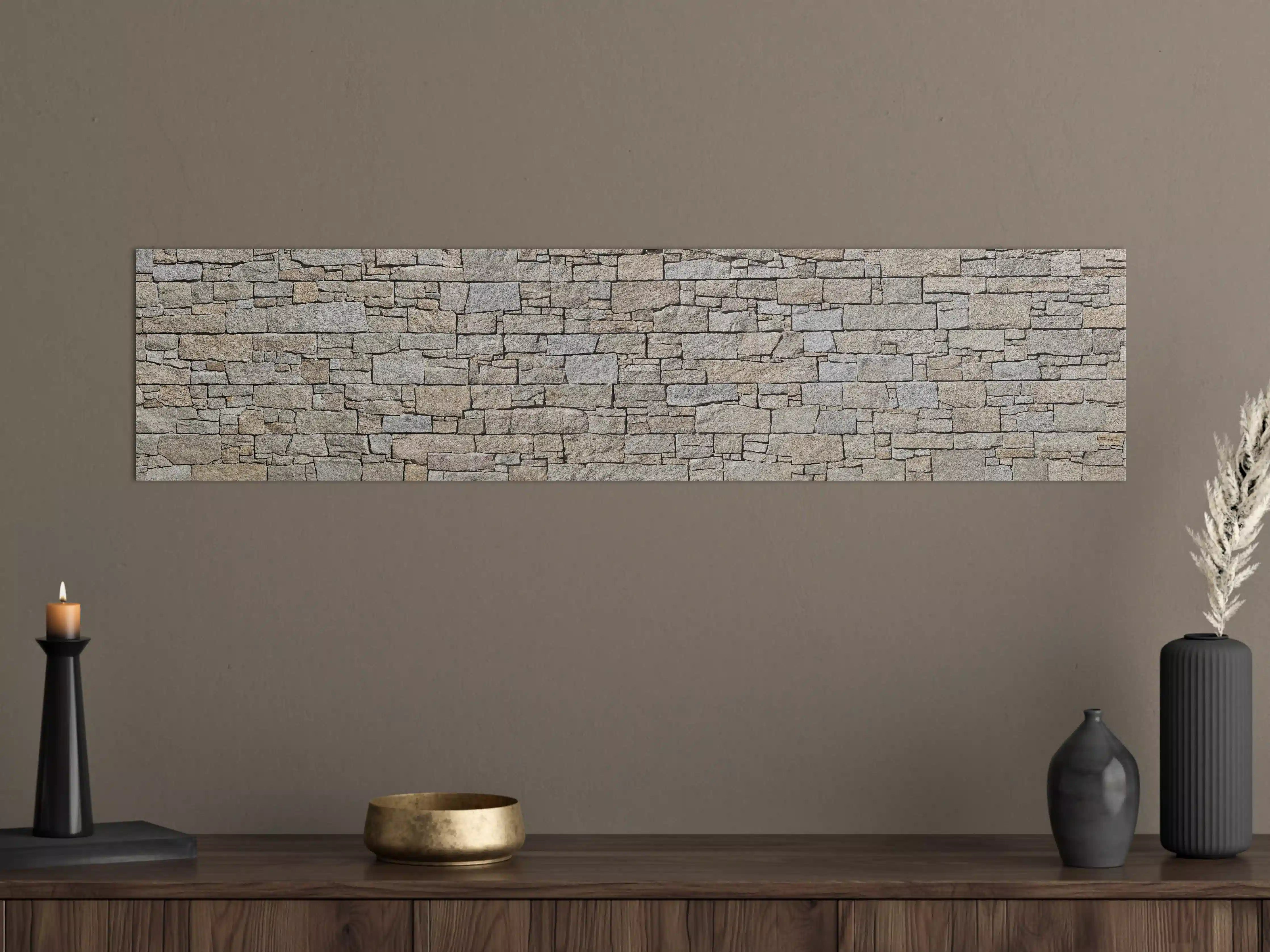Große Wandbilder - Beige Natursteinmauer Struktur