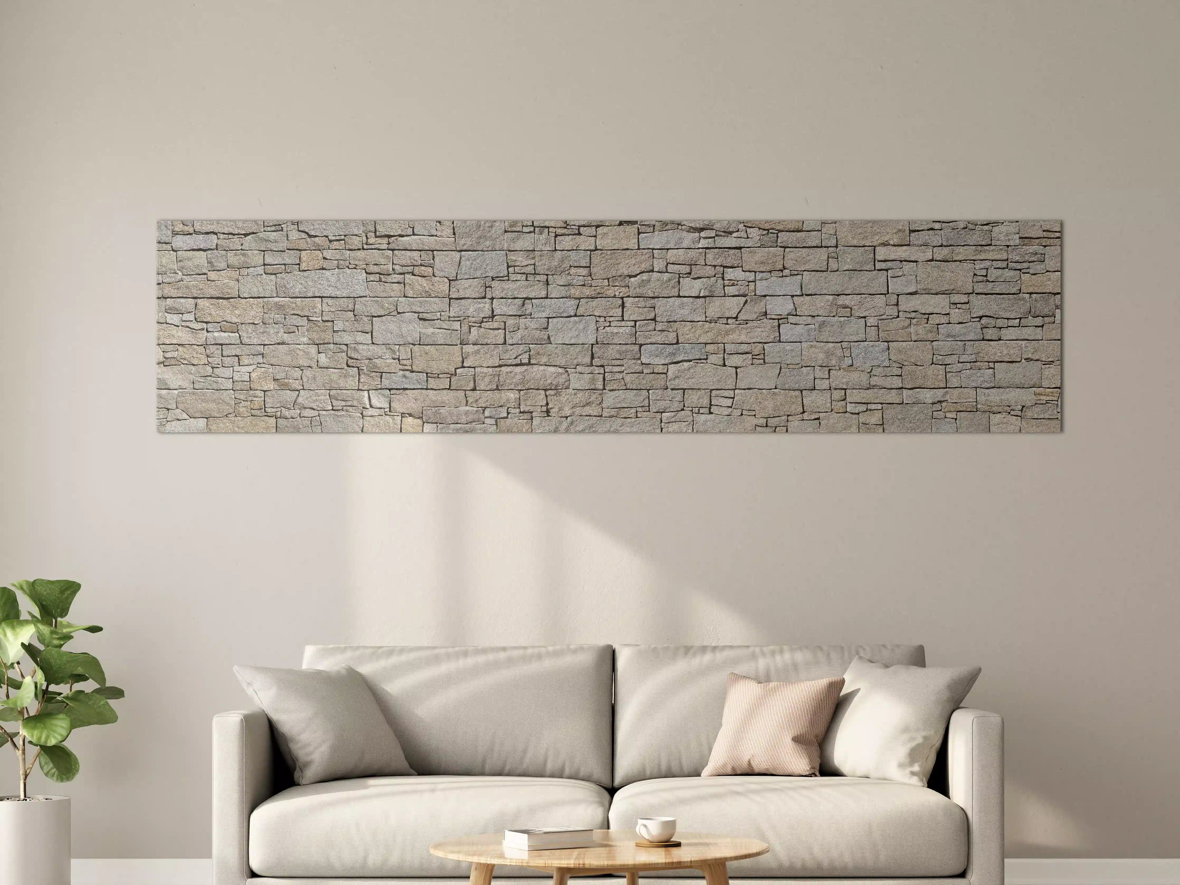 Große Wandbilder - Beige Natursteinmauer Struktur