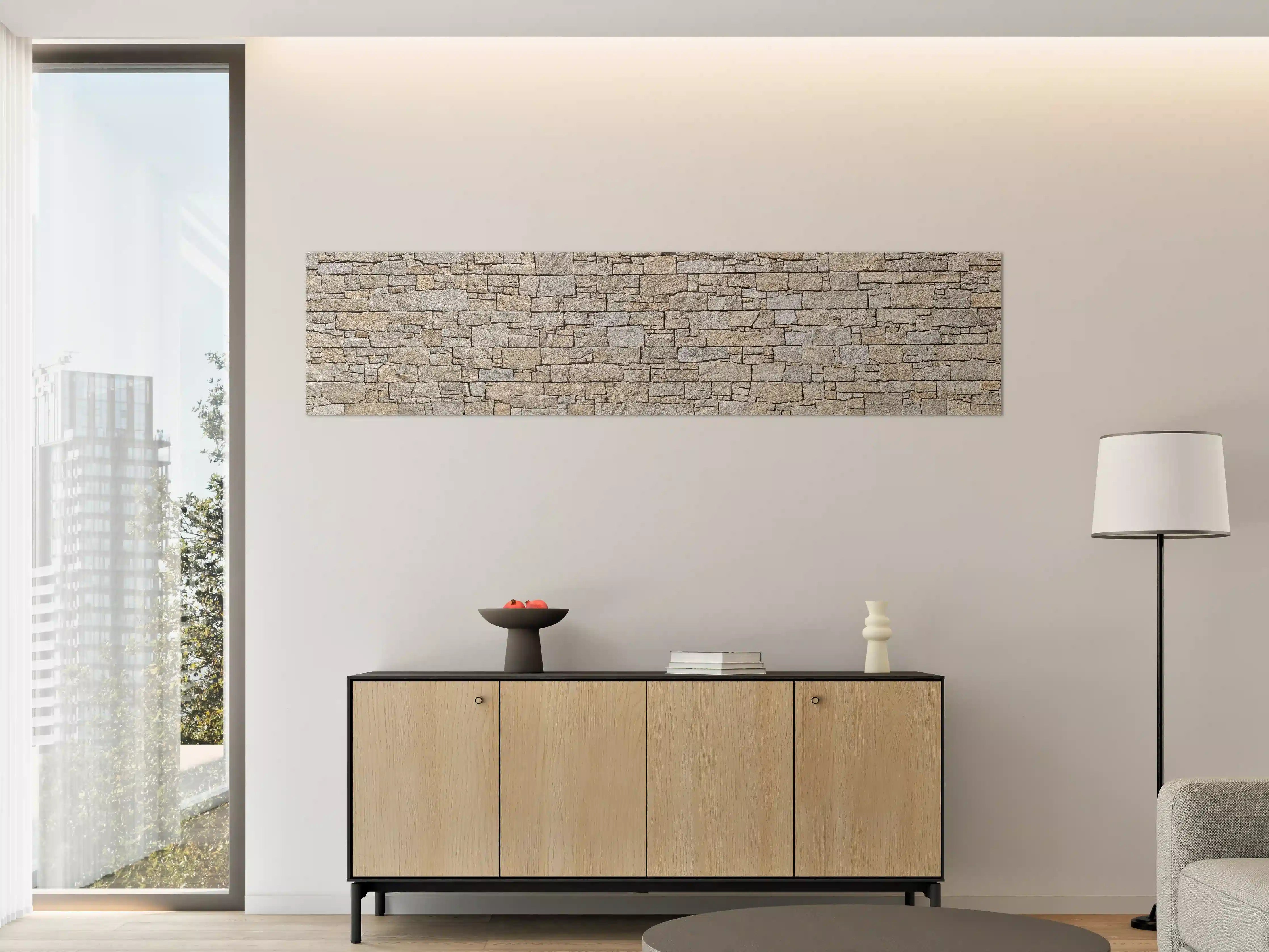 Große Wandbilder - Beige Natursteinmauer Struktur