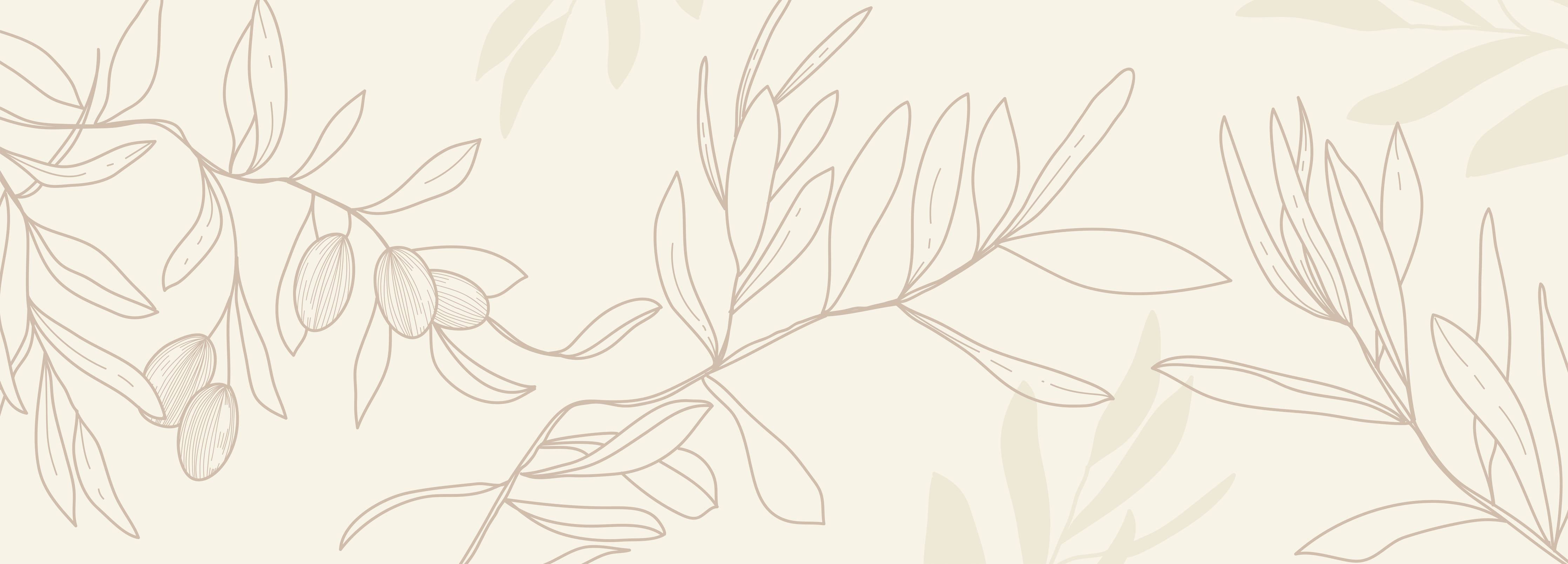 Große Wandbilder-Beige Pflanzenlinien Muster