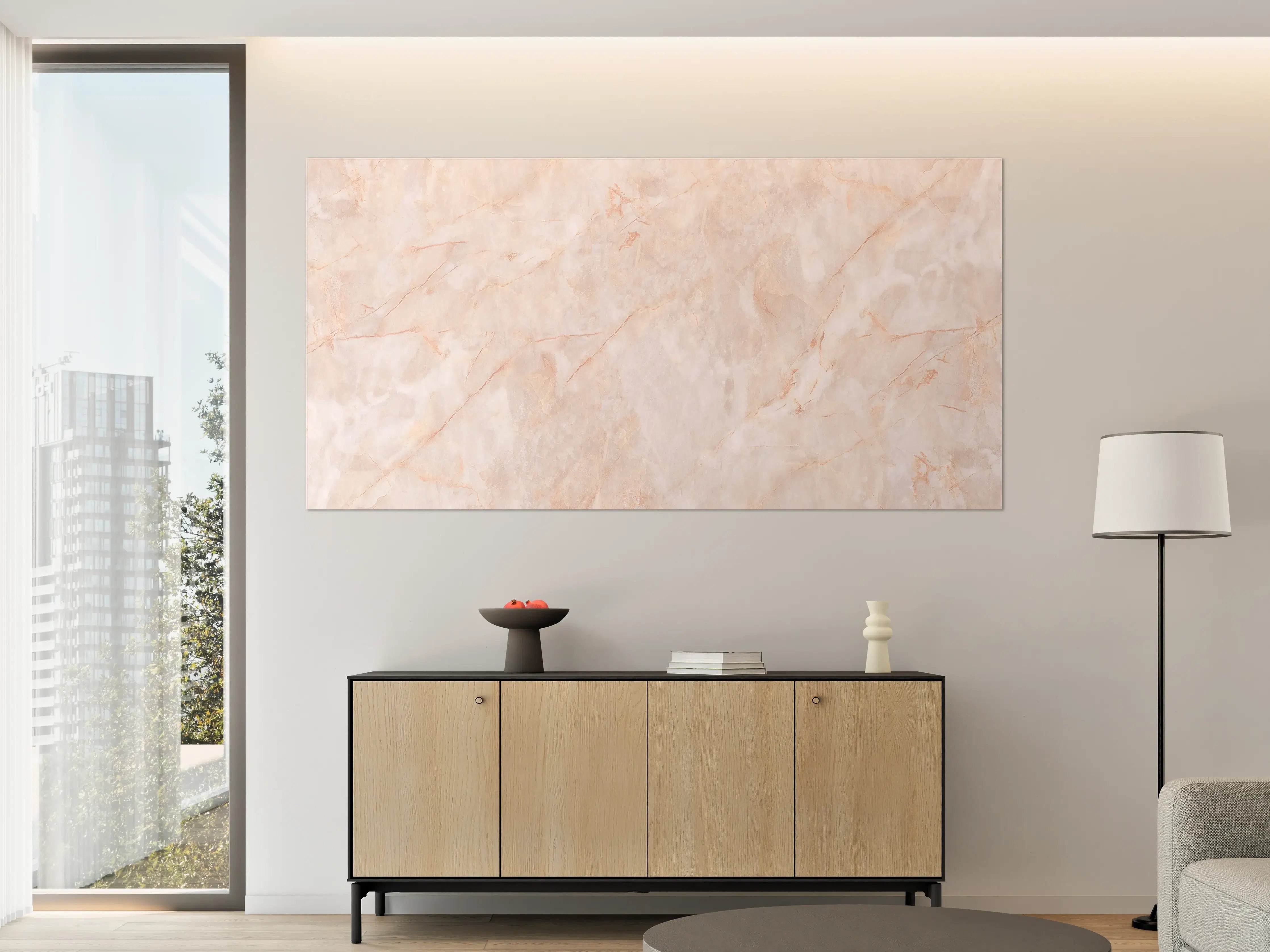 Große Wandbilder - Beige-Rosa Marmorstein