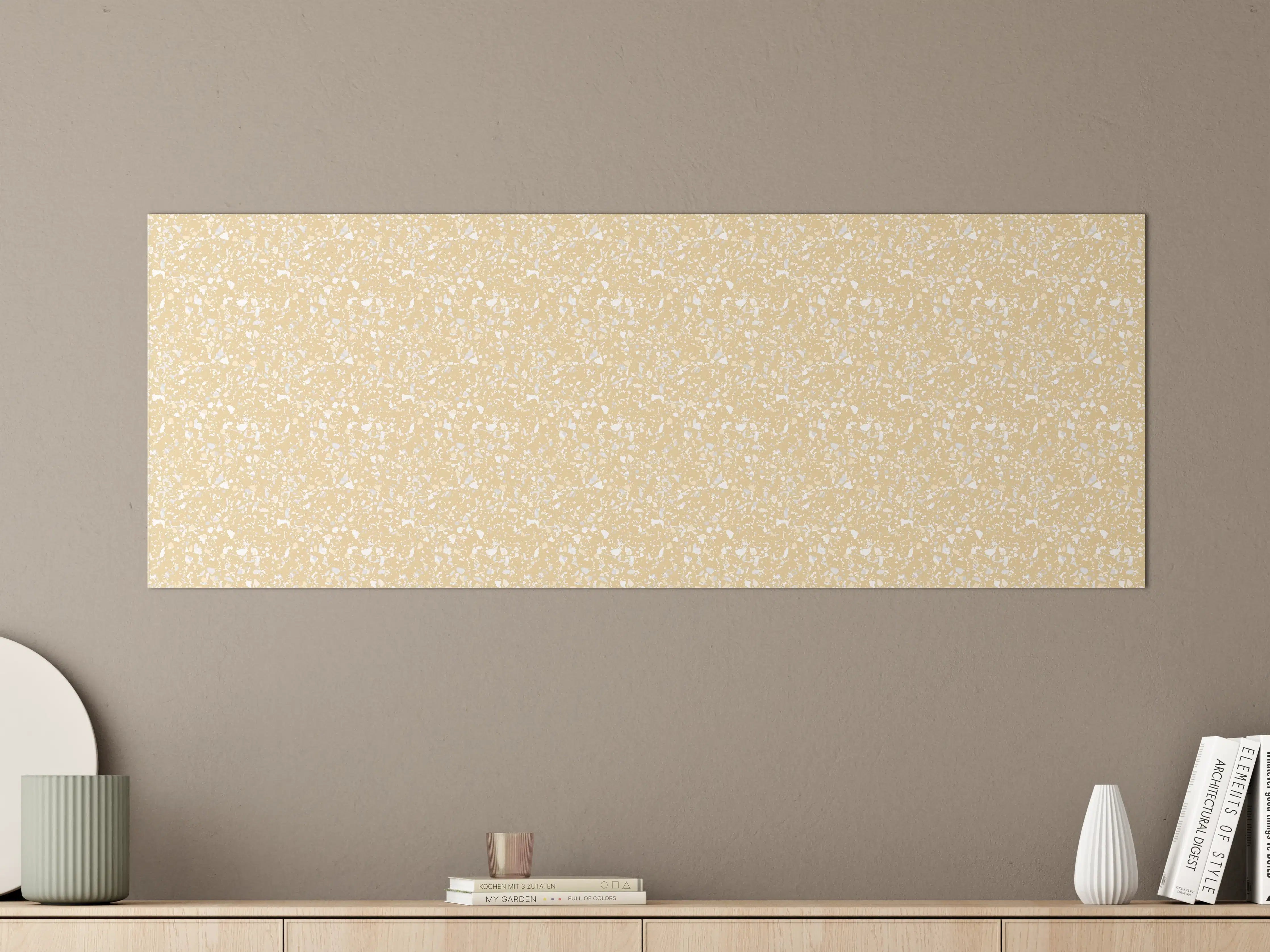 Große Wandbilder - Beige-Sprühfarbe-Grafik mit weißem Farbklecks-Muster