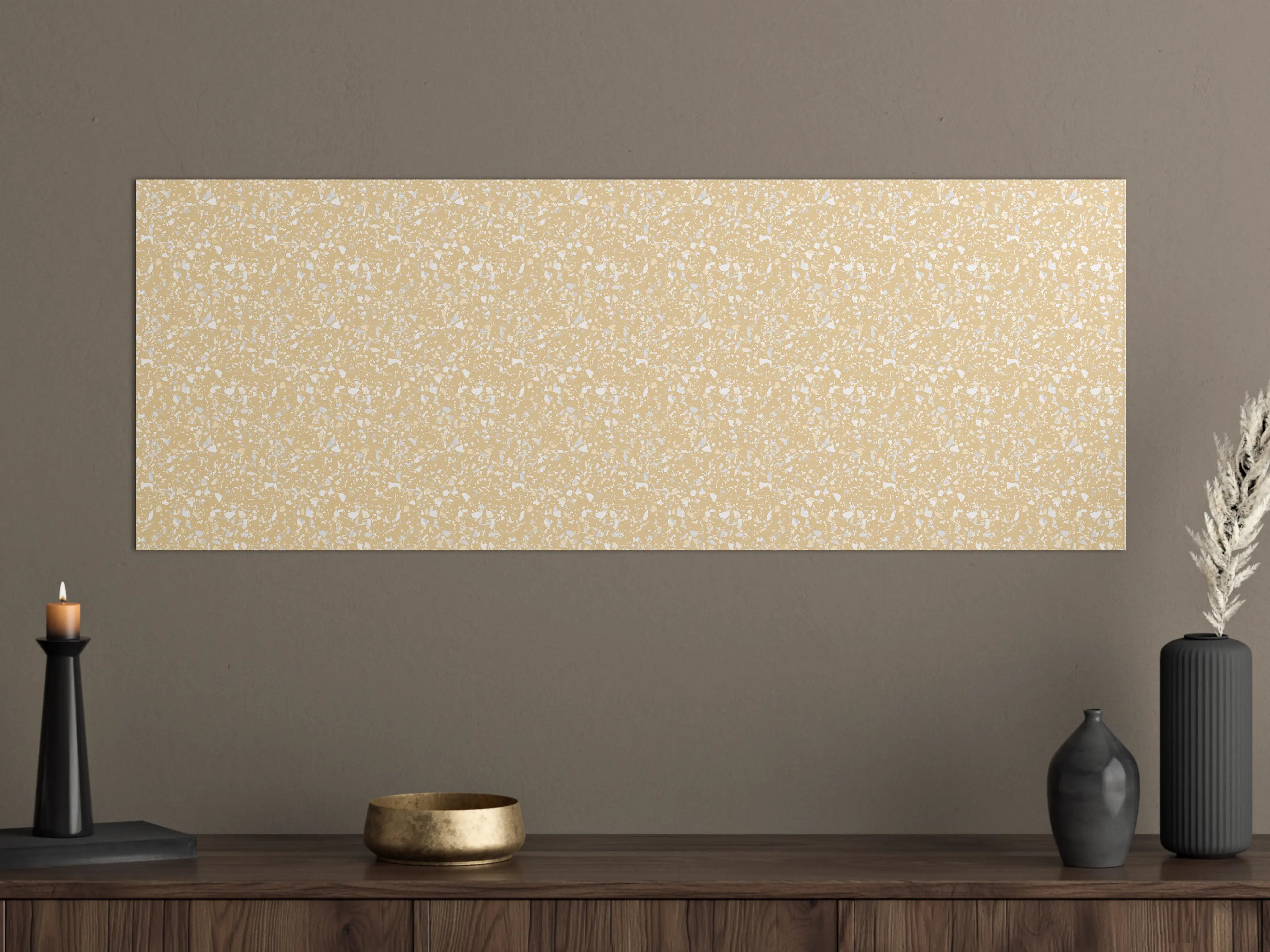 Große Wandbilder - Beige-Sprühfarbe-Grafik mit weißem Farbklecks-Muster
