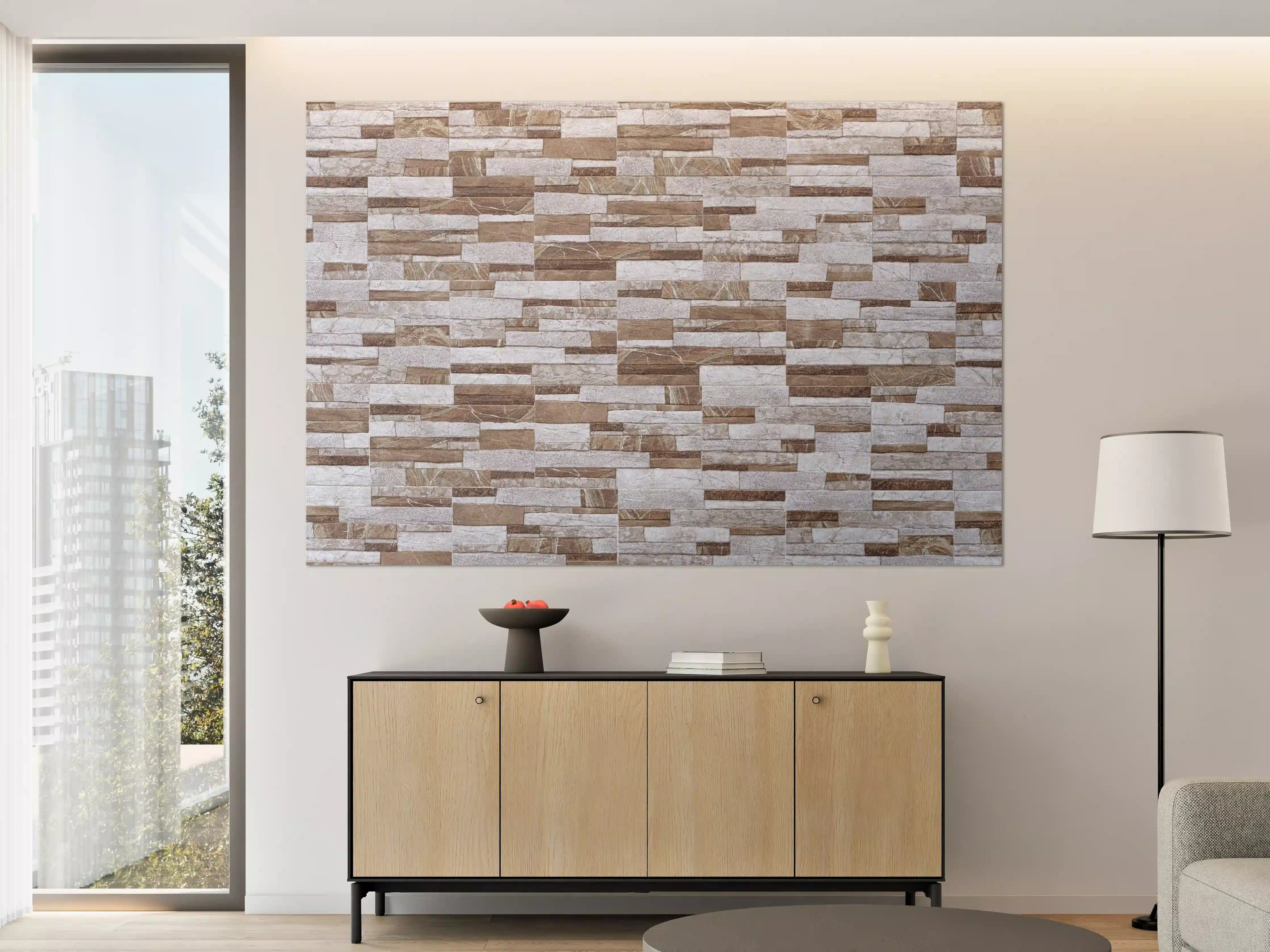 Große Wandbilder - Beige Steinmauer mit Textur