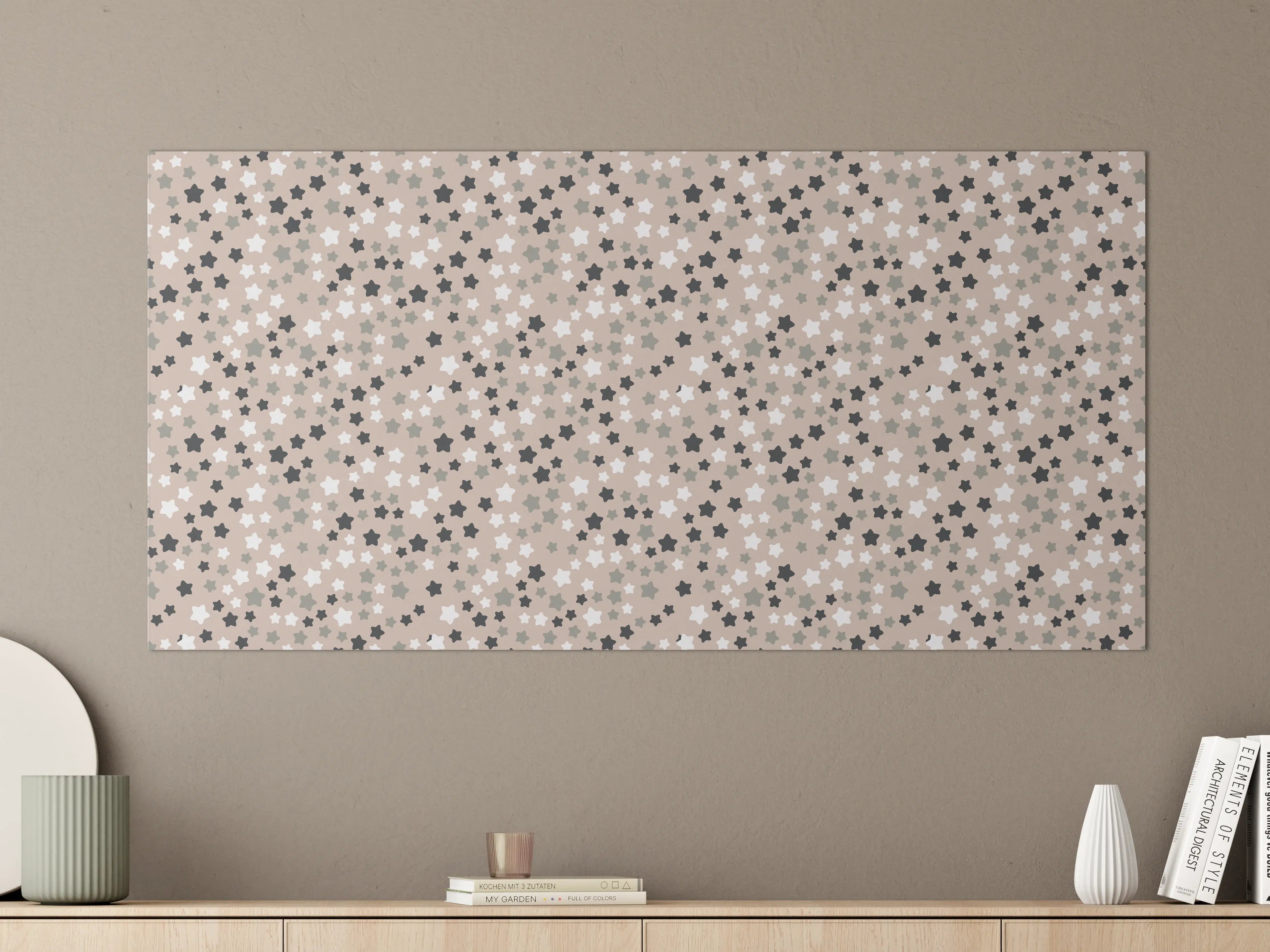 Große Wandbilder - Beige Sternenmuster mit Schwarz Akzenten