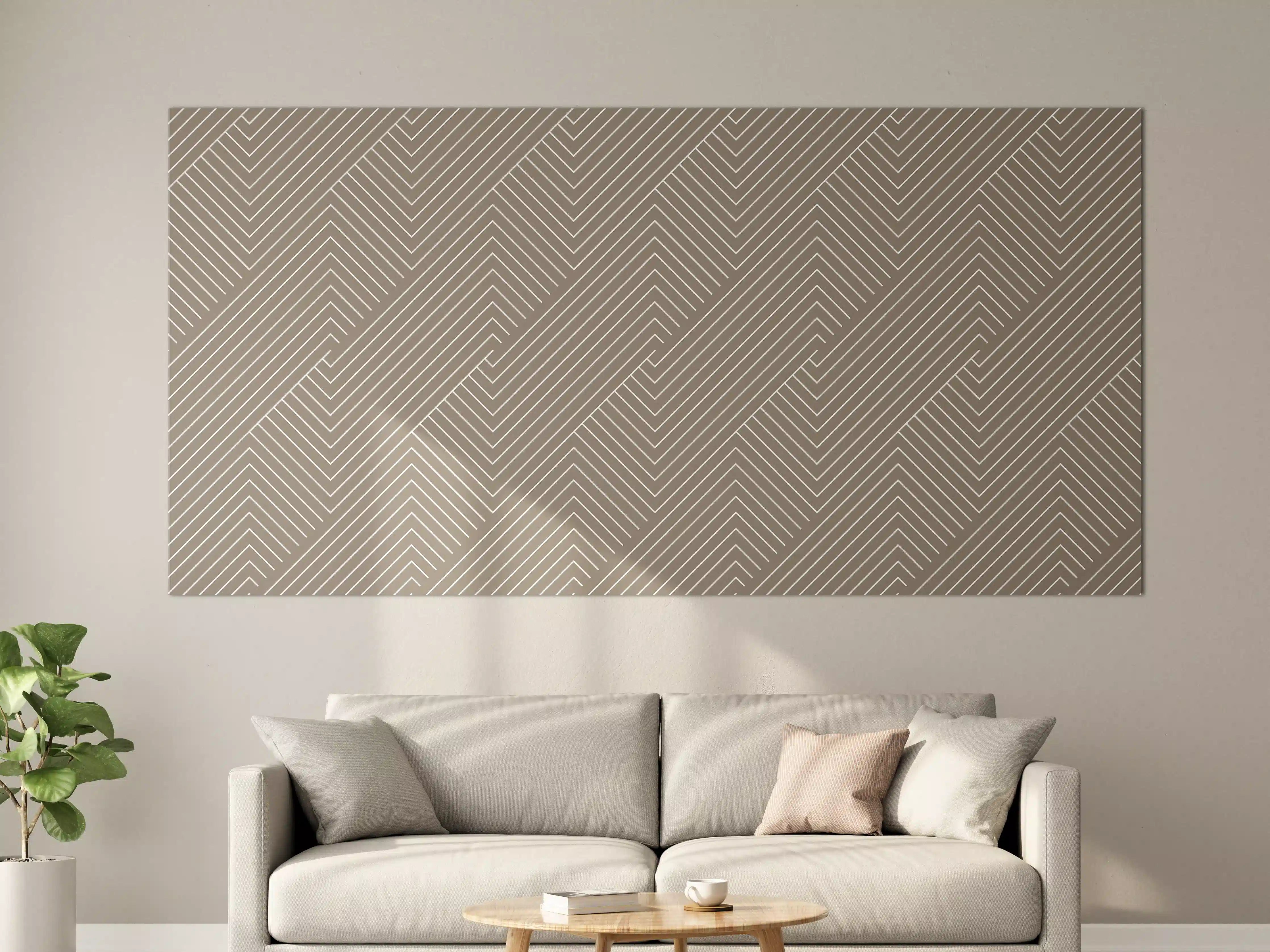Große Wandbilder - Beige Streifenmuster mit Geometrie