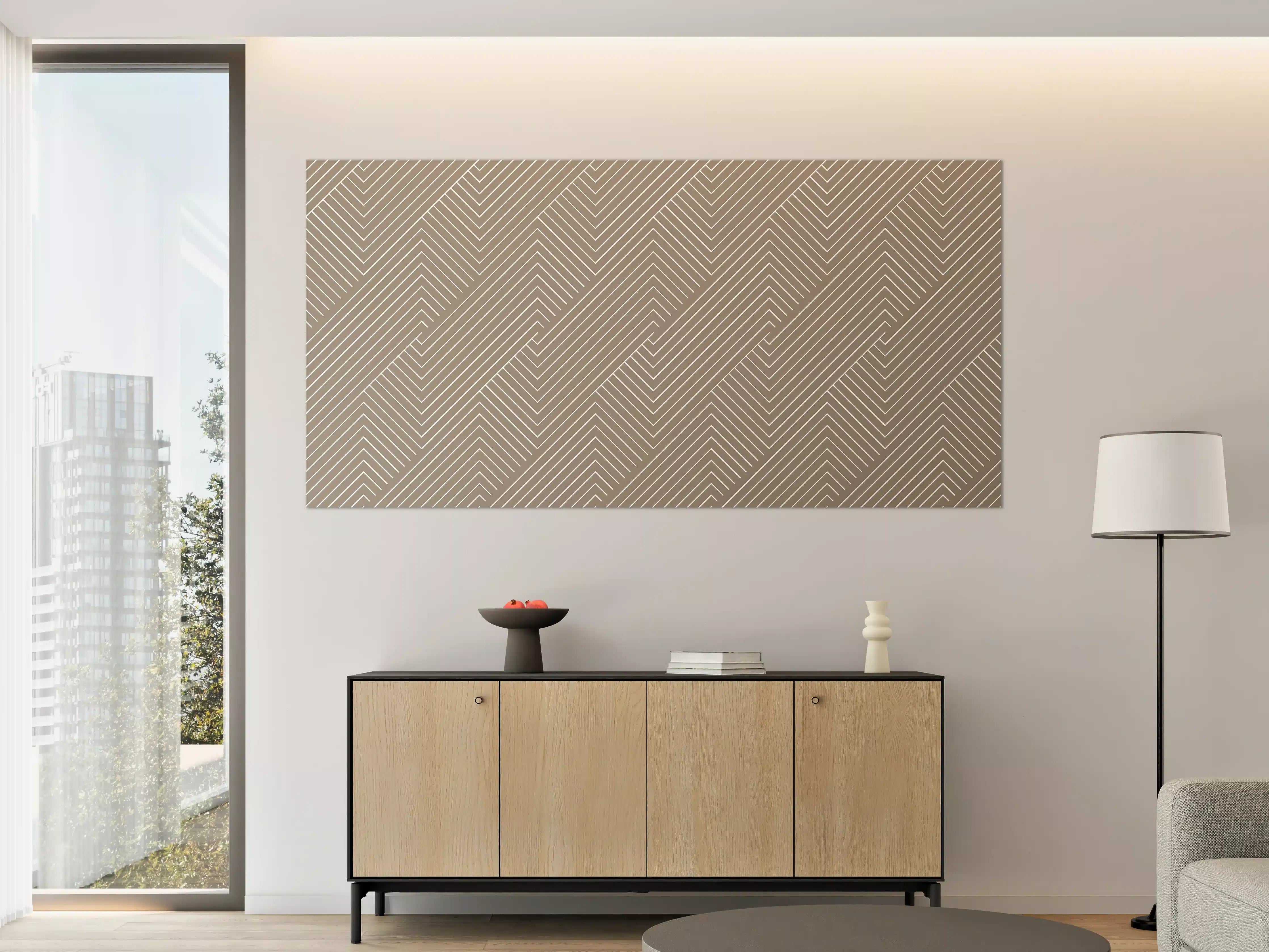 Große Wandbilder - Beige Streifenmuster mit Geometrie