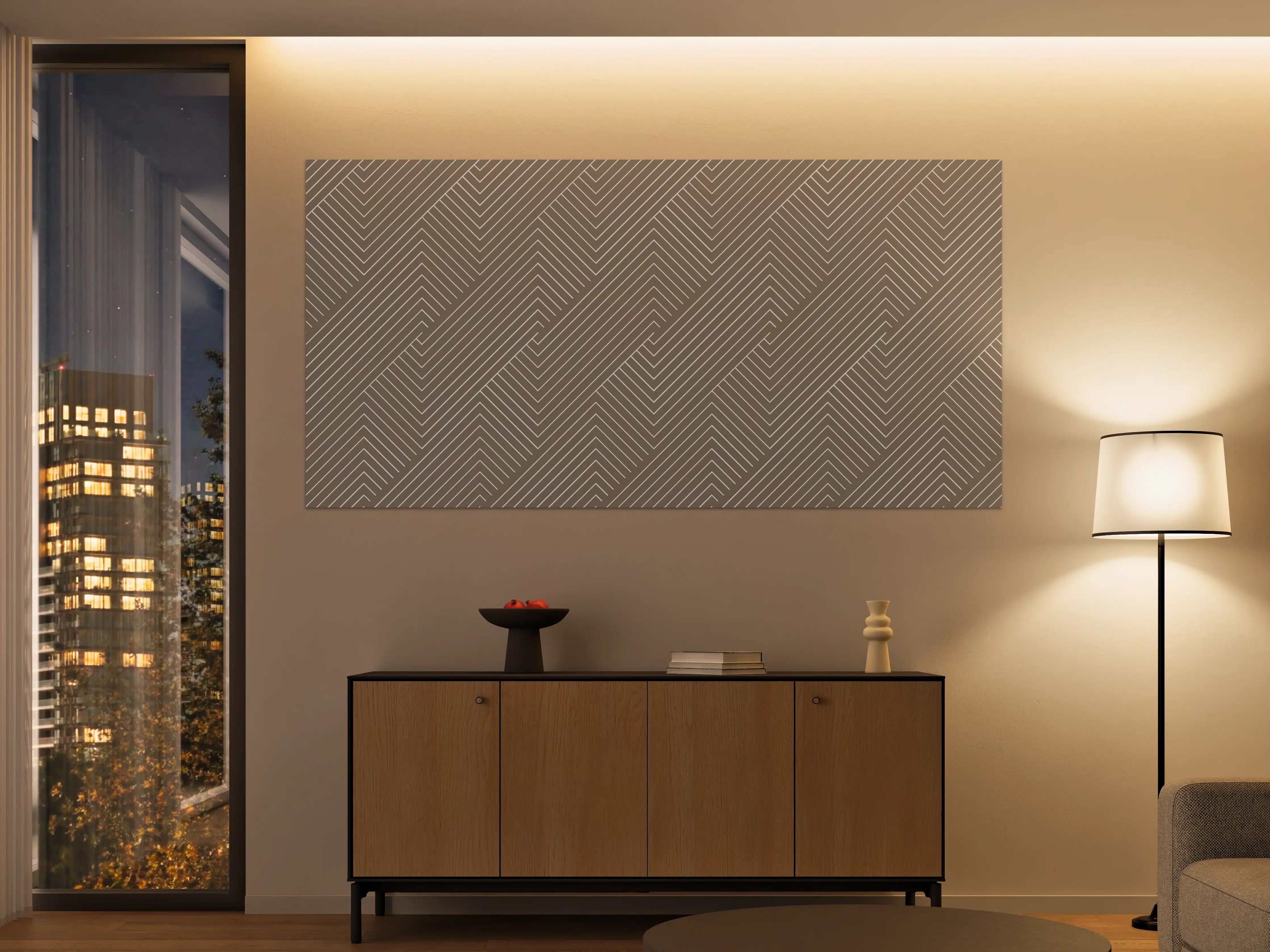 Große Wandbilder - Beige Streifenmuster mit Geometrie