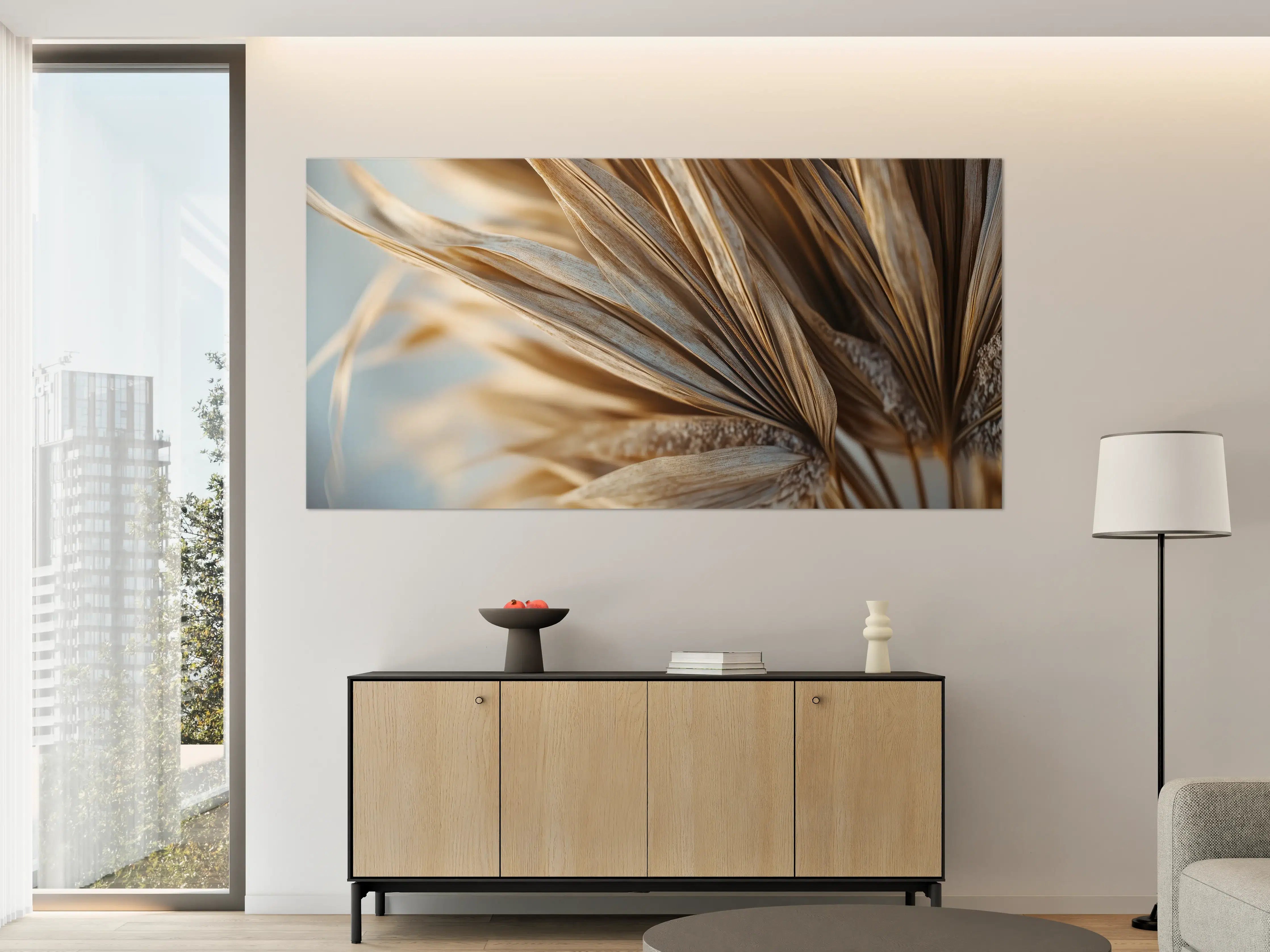 Große Wandbilder - Beige-Töne mit detaillierten Fächer-Strukturen