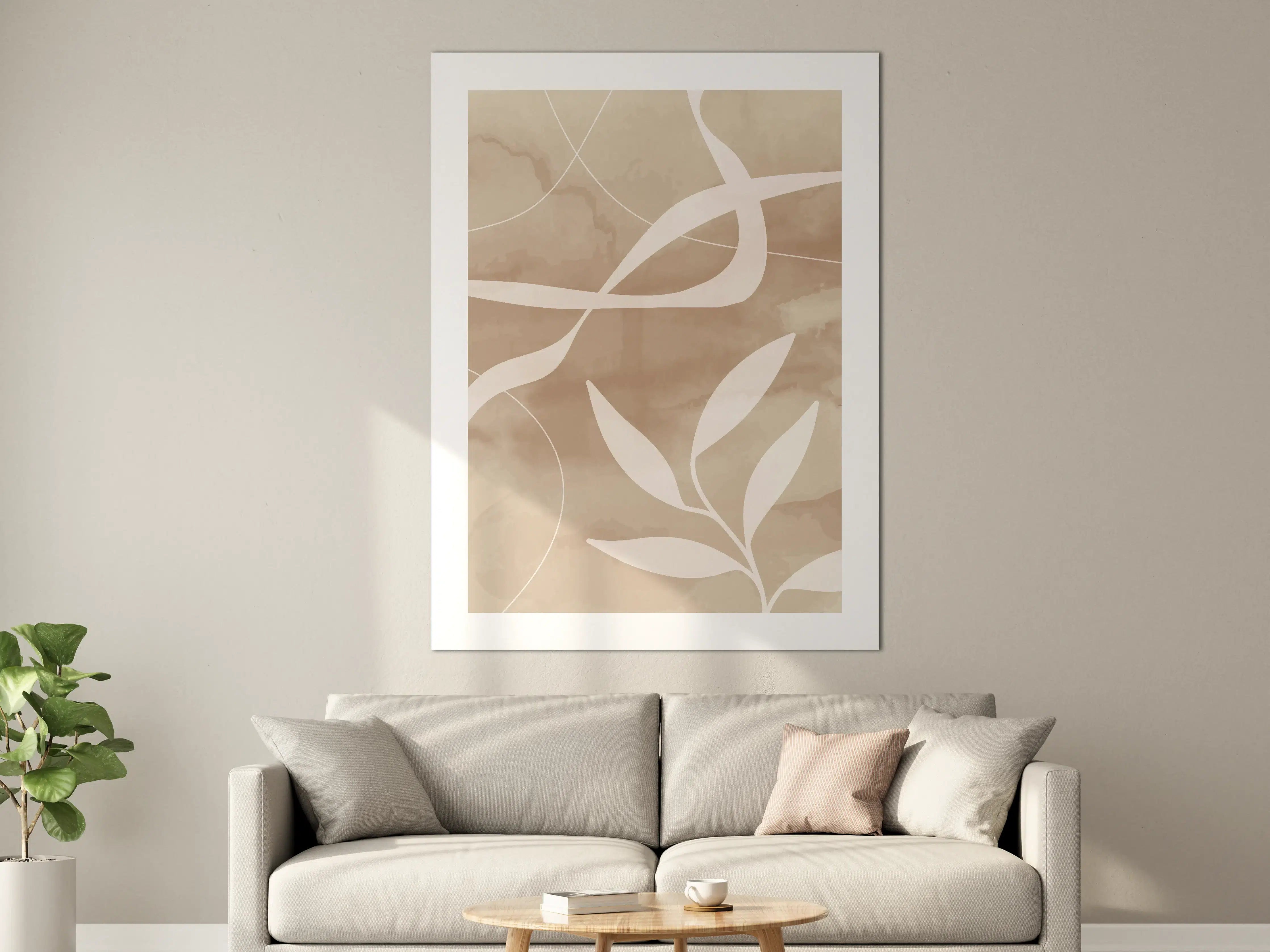 Große Wandbilder - Beige-Ton Wandbild mit Naturmotiven