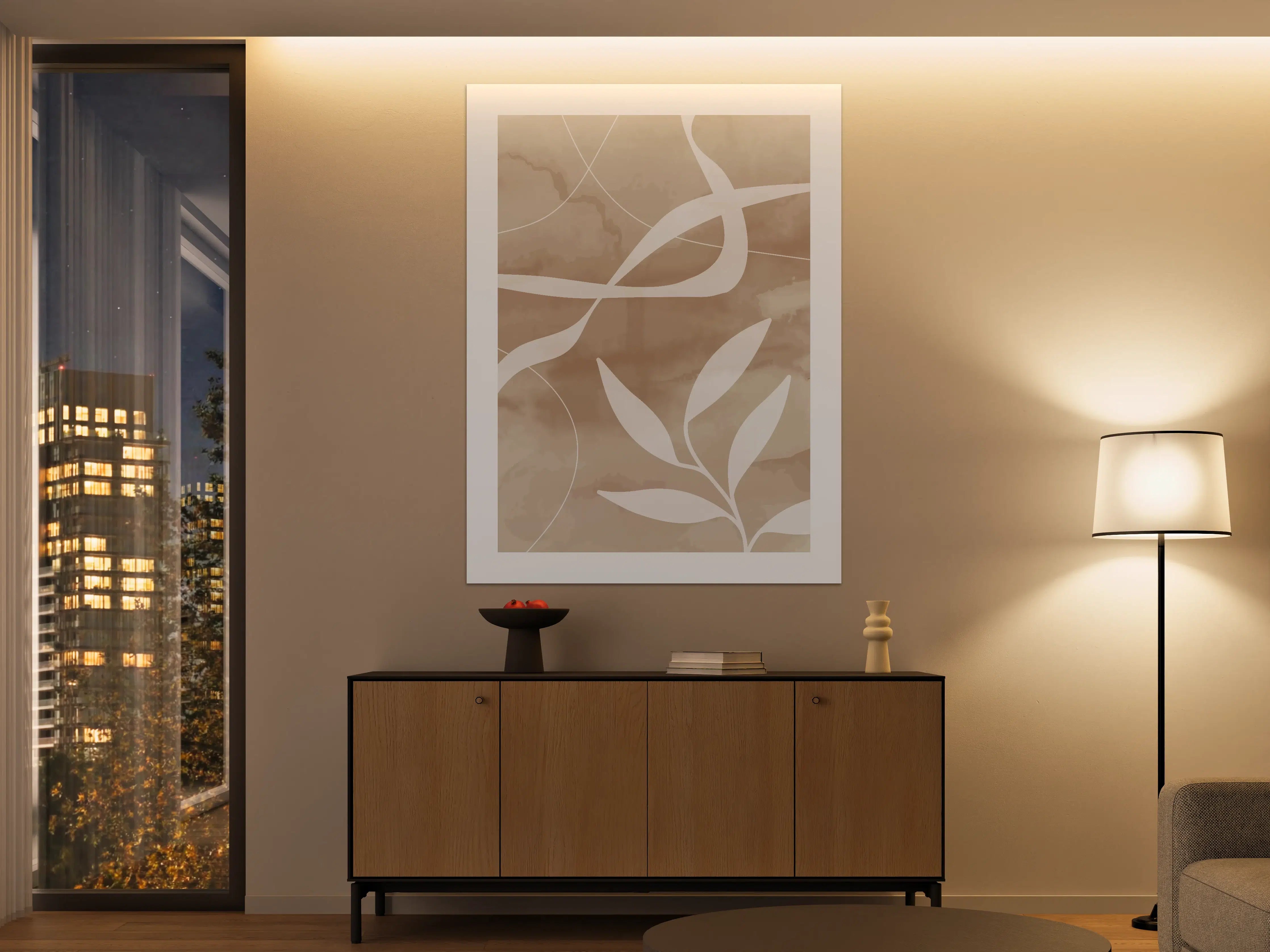 Große Wandbilder - Beige-Ton Wandbild mit Naturmotiven