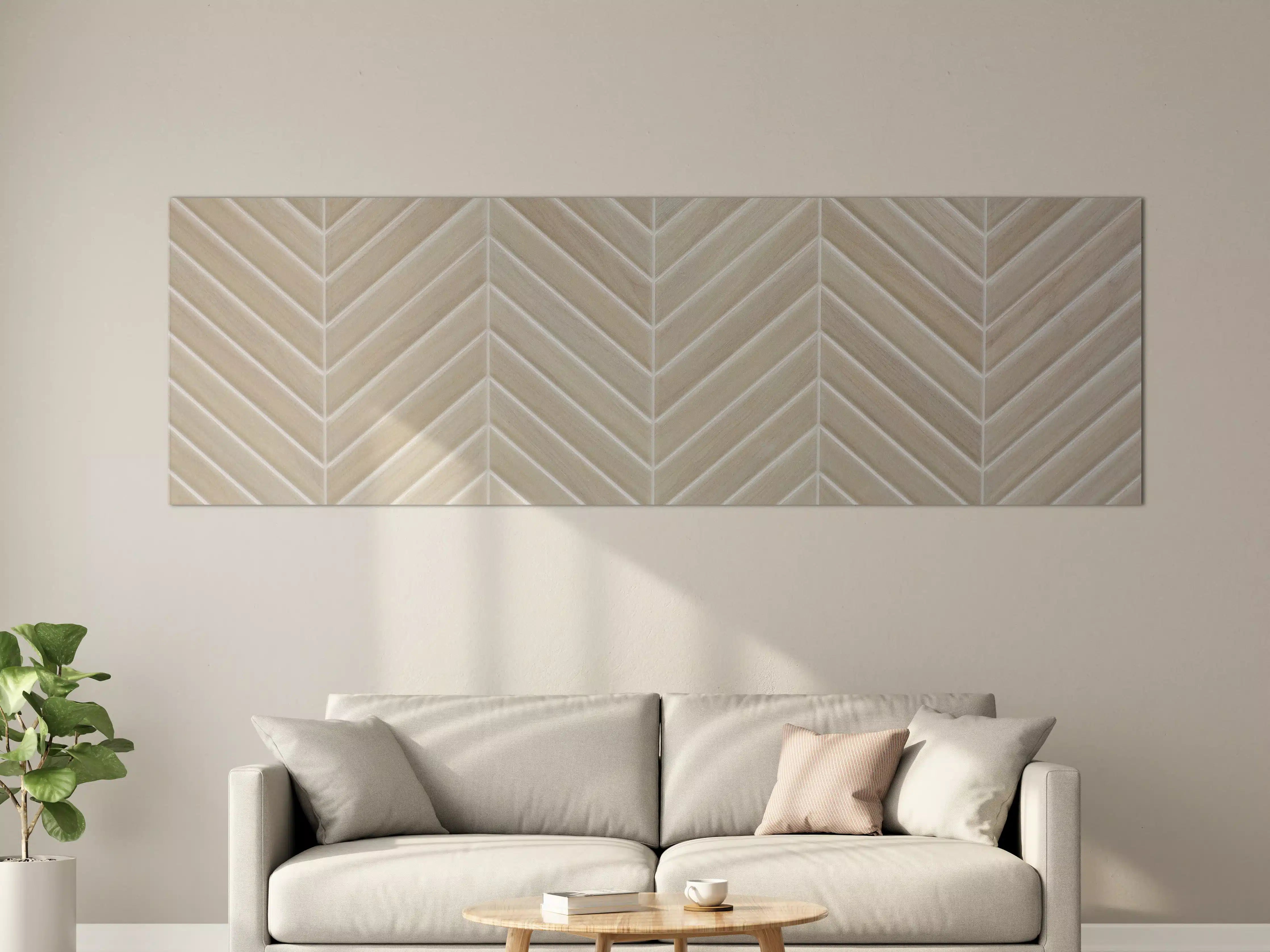 Große Wandbilder - Beige-Ton Wandfliesen mit Chevron-Muster