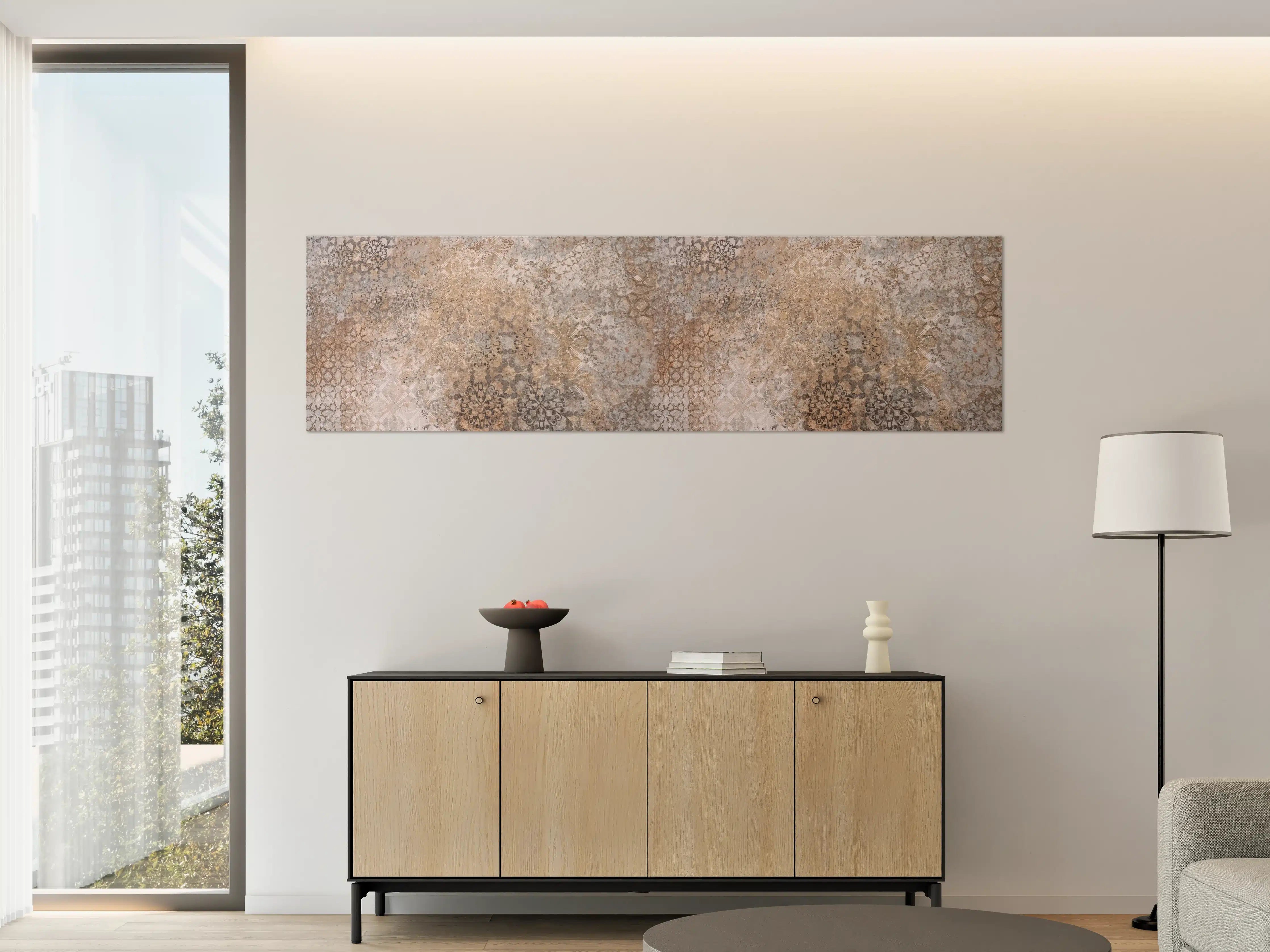 Große Wandbilder - Beige Vintage Blumenmuster im Tapeten-Stil