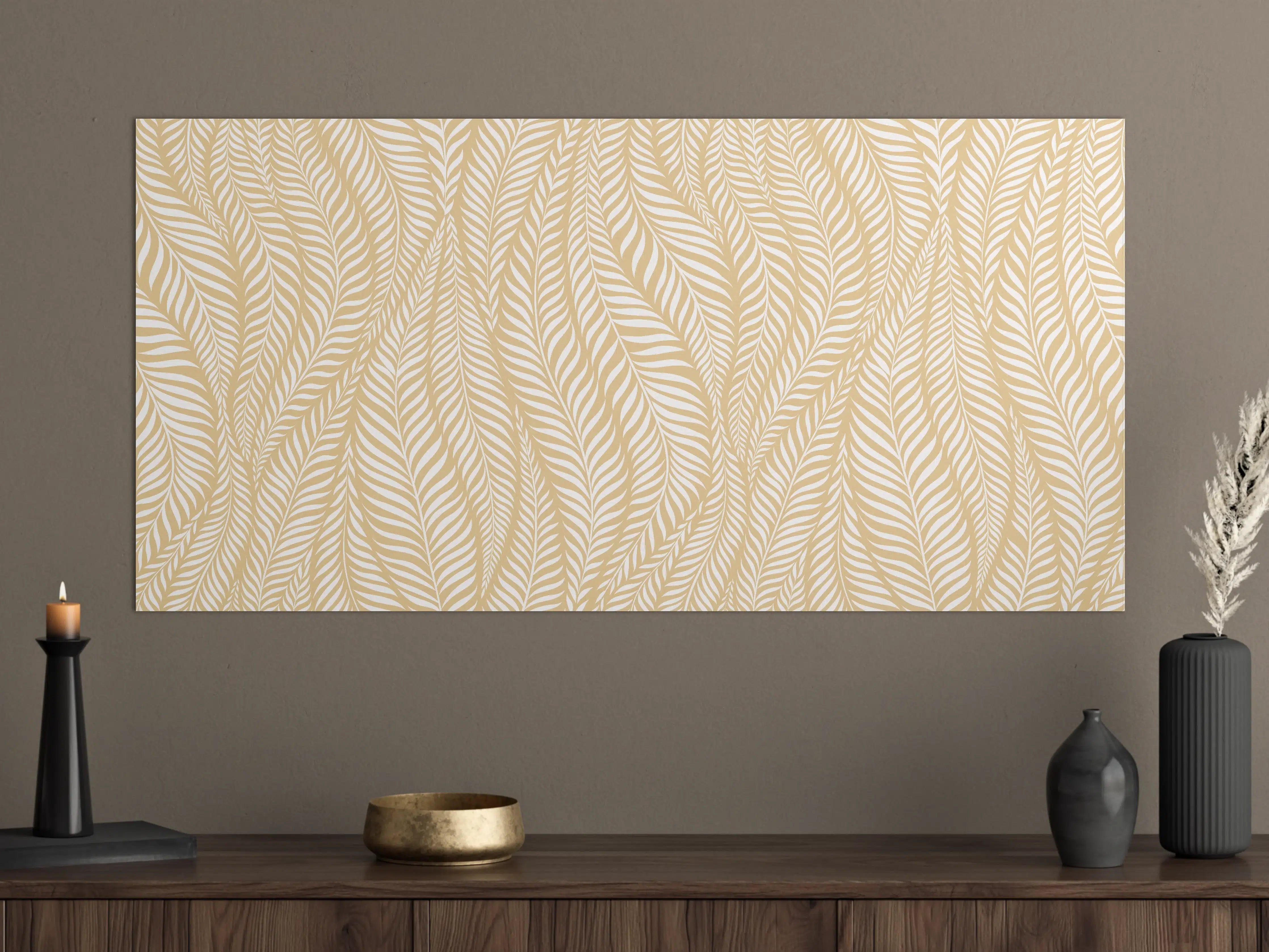 Große Wandbilder - Beige-Weiße Blattmustermuster