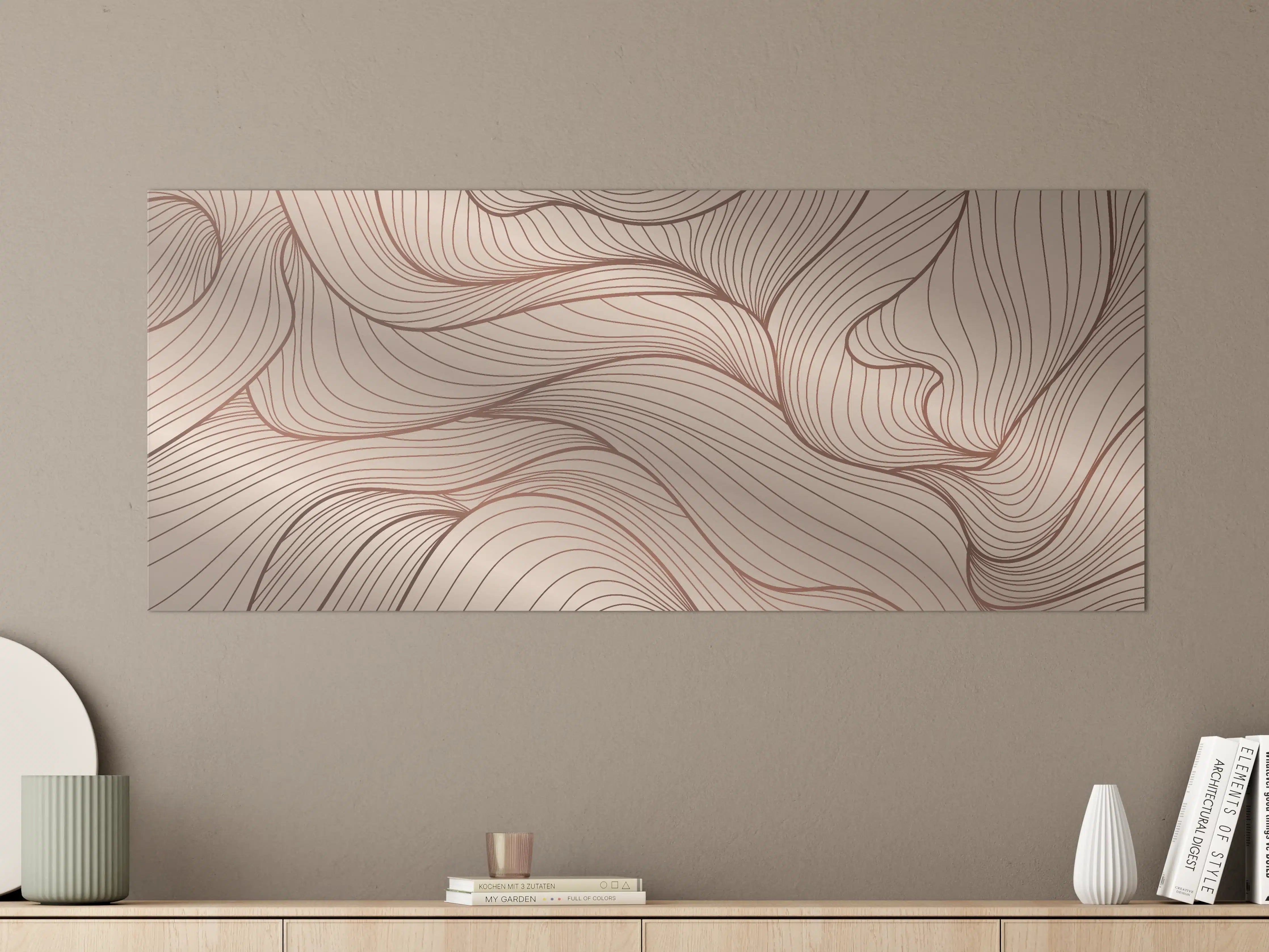 Große Wandbilder - Beige Wellenlinien Textur