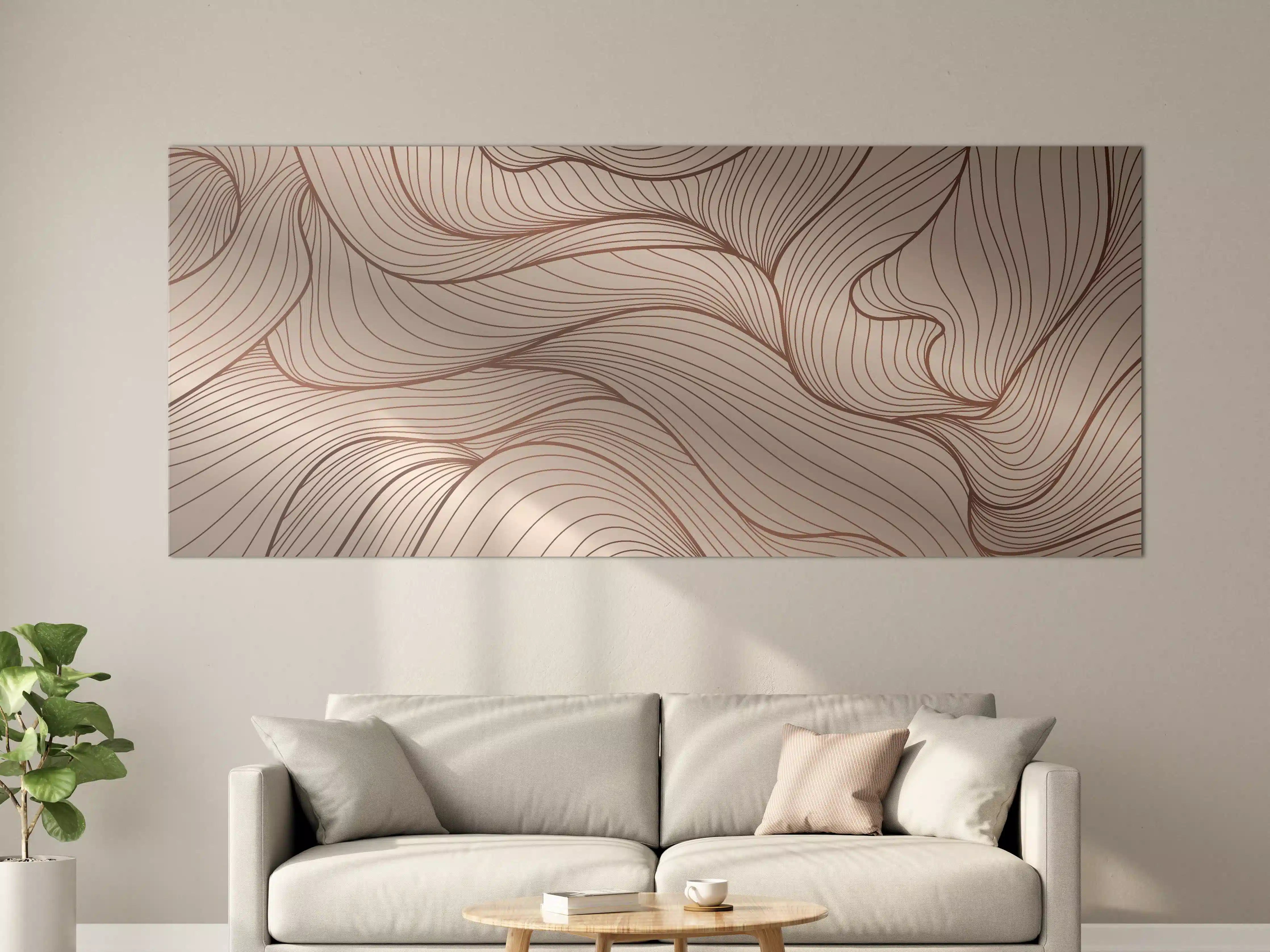 Große Wandbilder - Beige Wellenlinien Textur