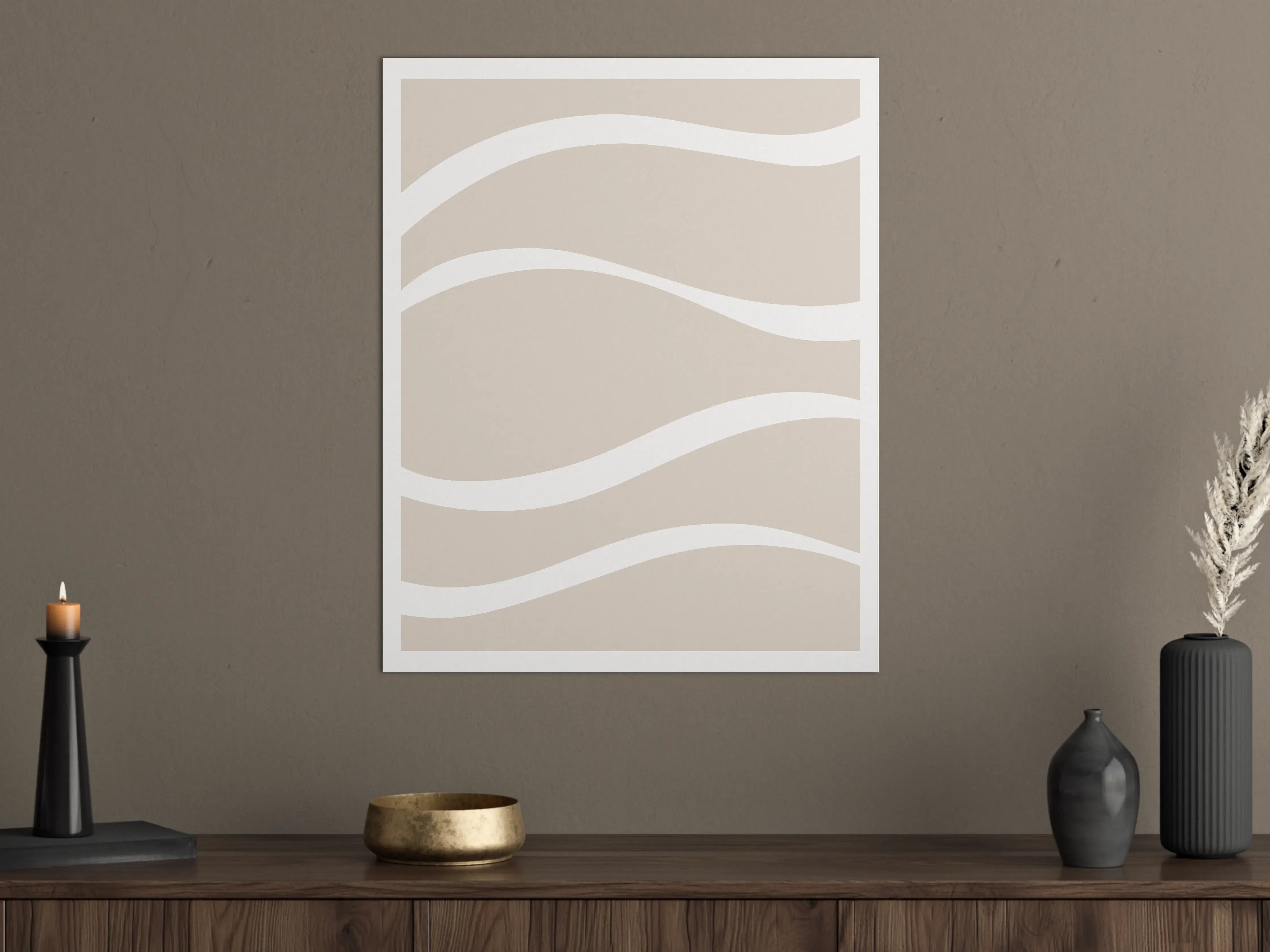 Große Wandbilder - Beige Wellenmuster mit weißen Akzenten