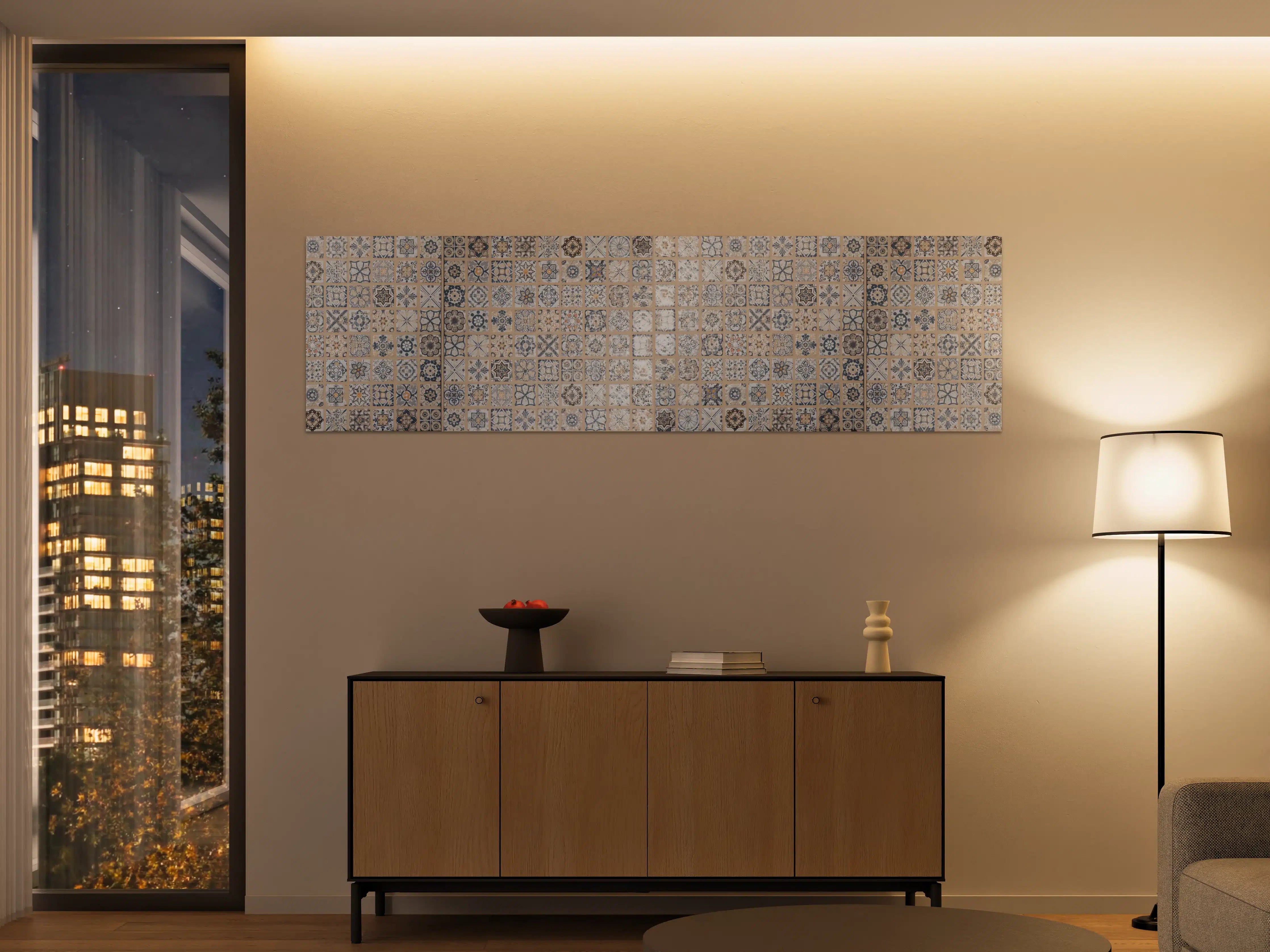 Große Wandbilder - Beige-blau Vintage Mosaik