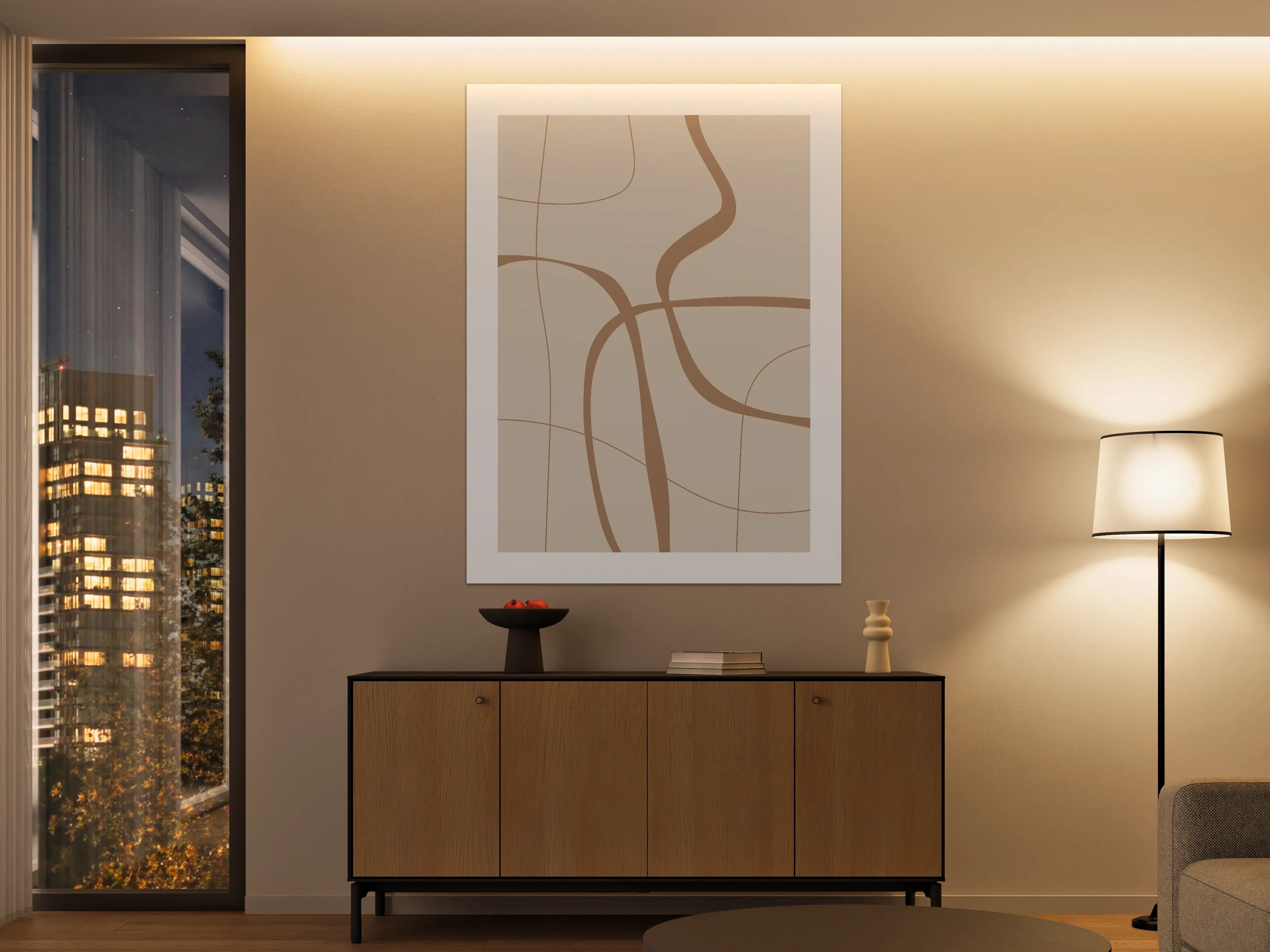 Große Wandbilder - Beige und Braun Linienmuster
