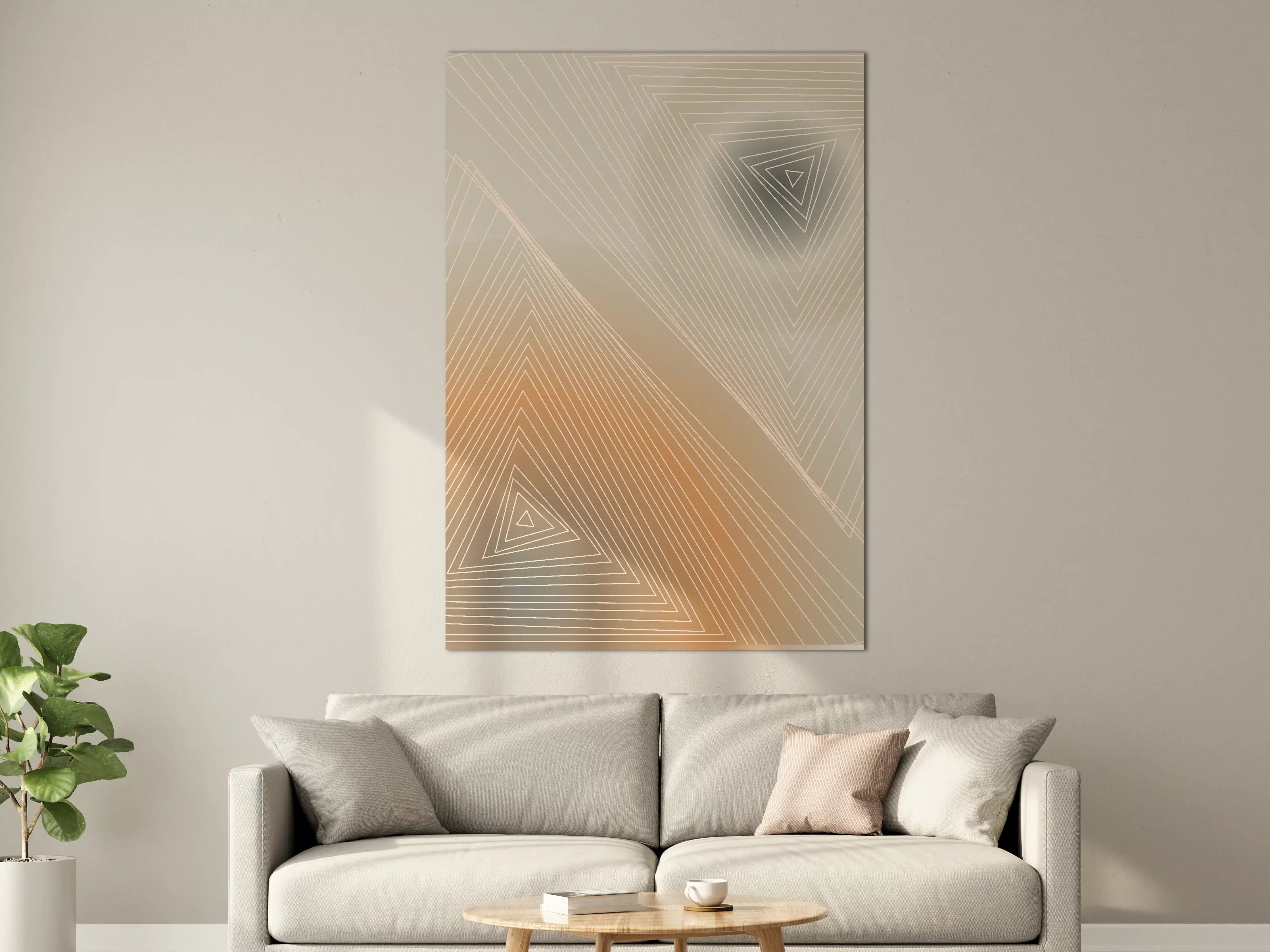 Große Wandbilder - Beige und Graue geometrische Muster mit Triangle-Design
