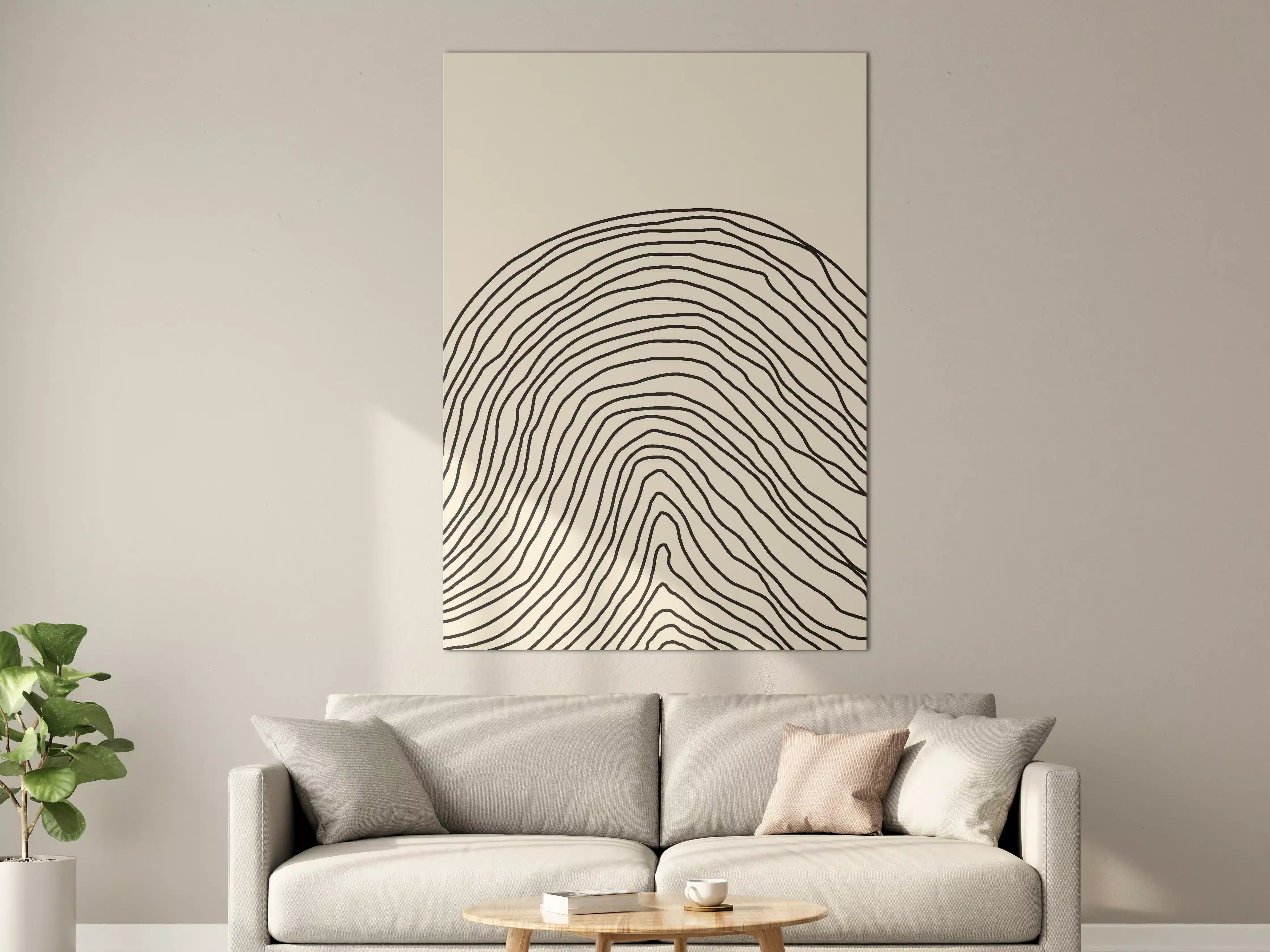 Große Wandbilder - Beige und Schwarze Linienzeichnung