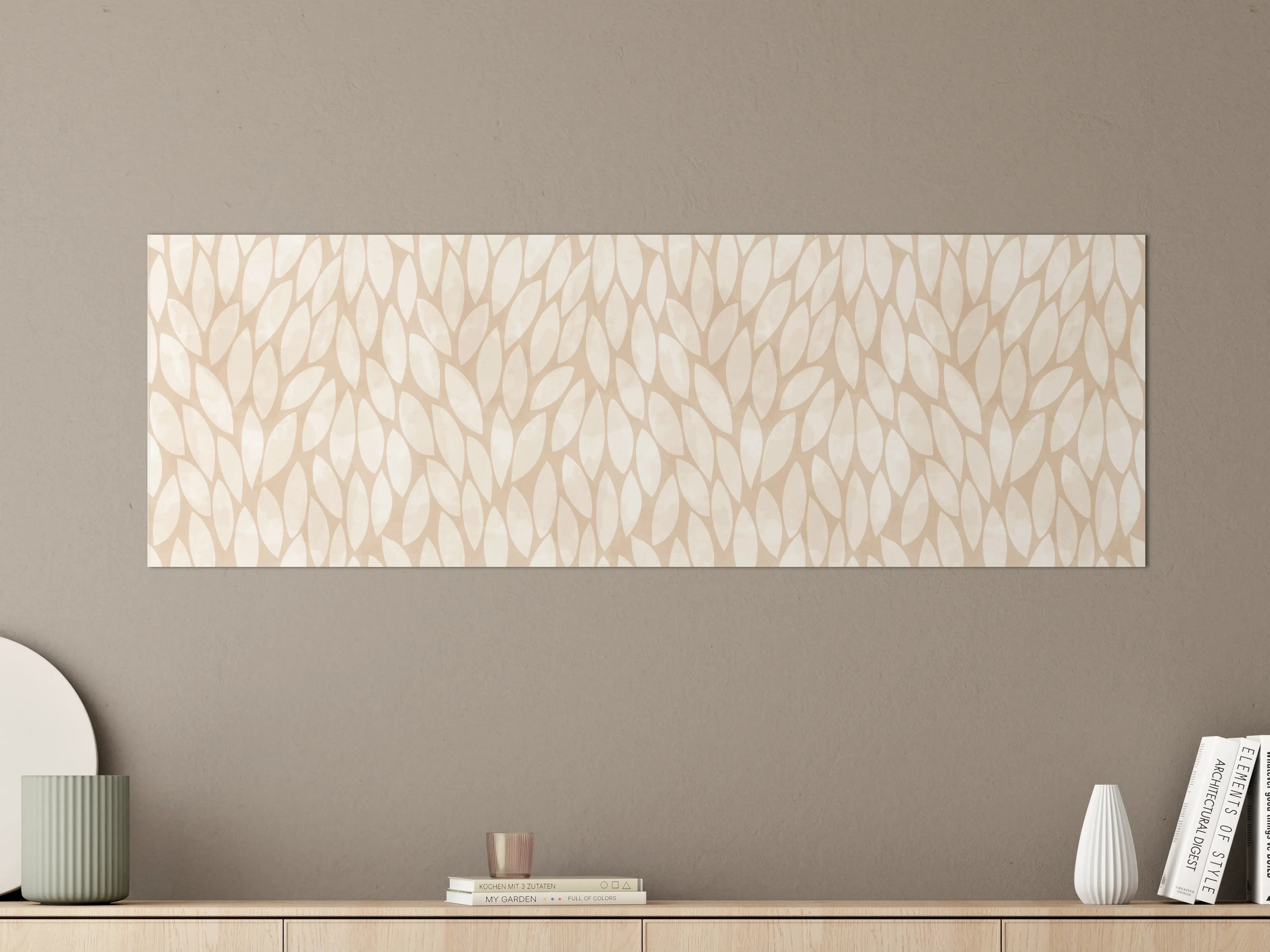 Große Wandbilder - Beige und Weiße Blattmuster Textur