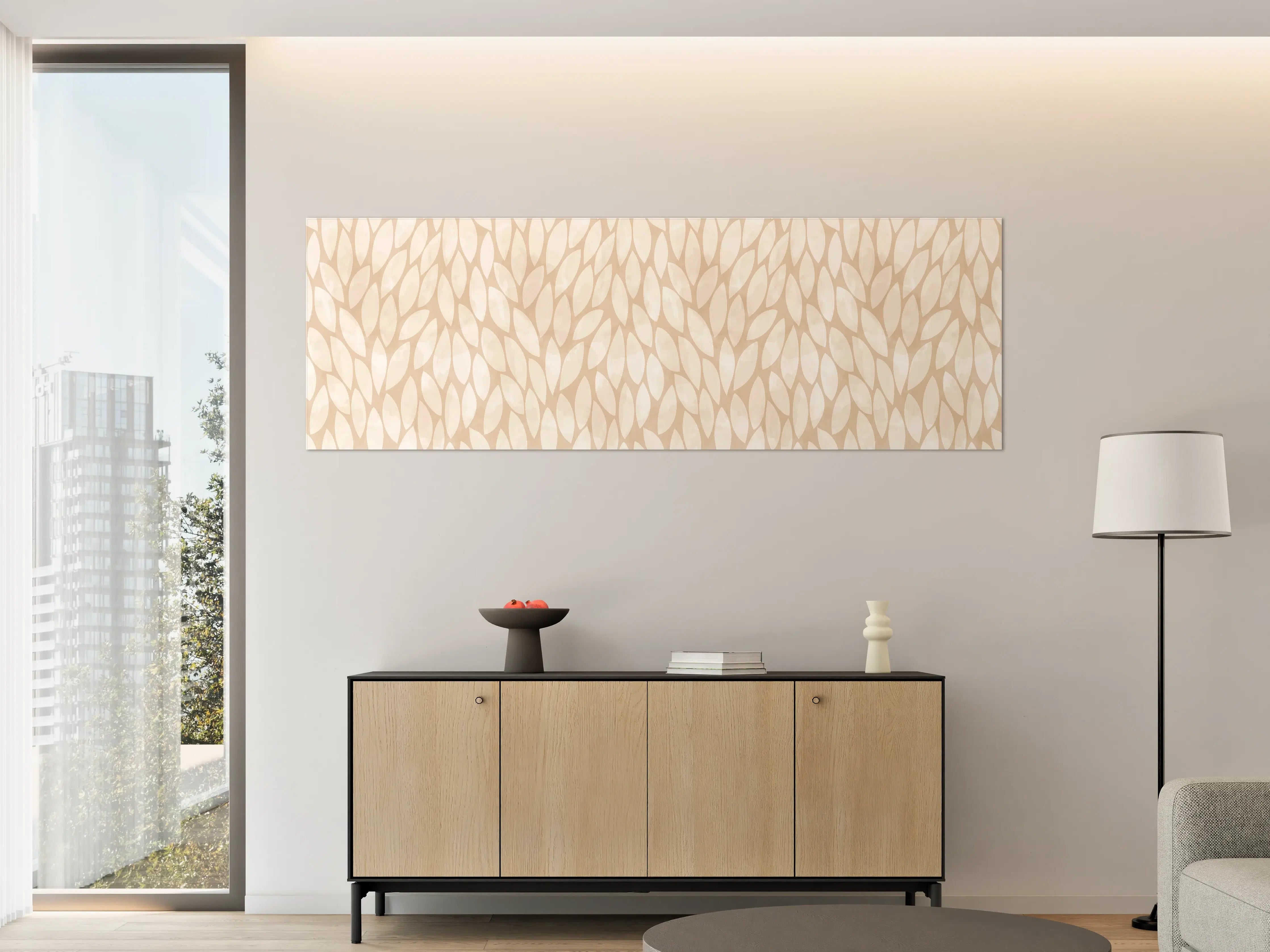 Große Wandbilder - Beige und Weiße Blattmuster Textur