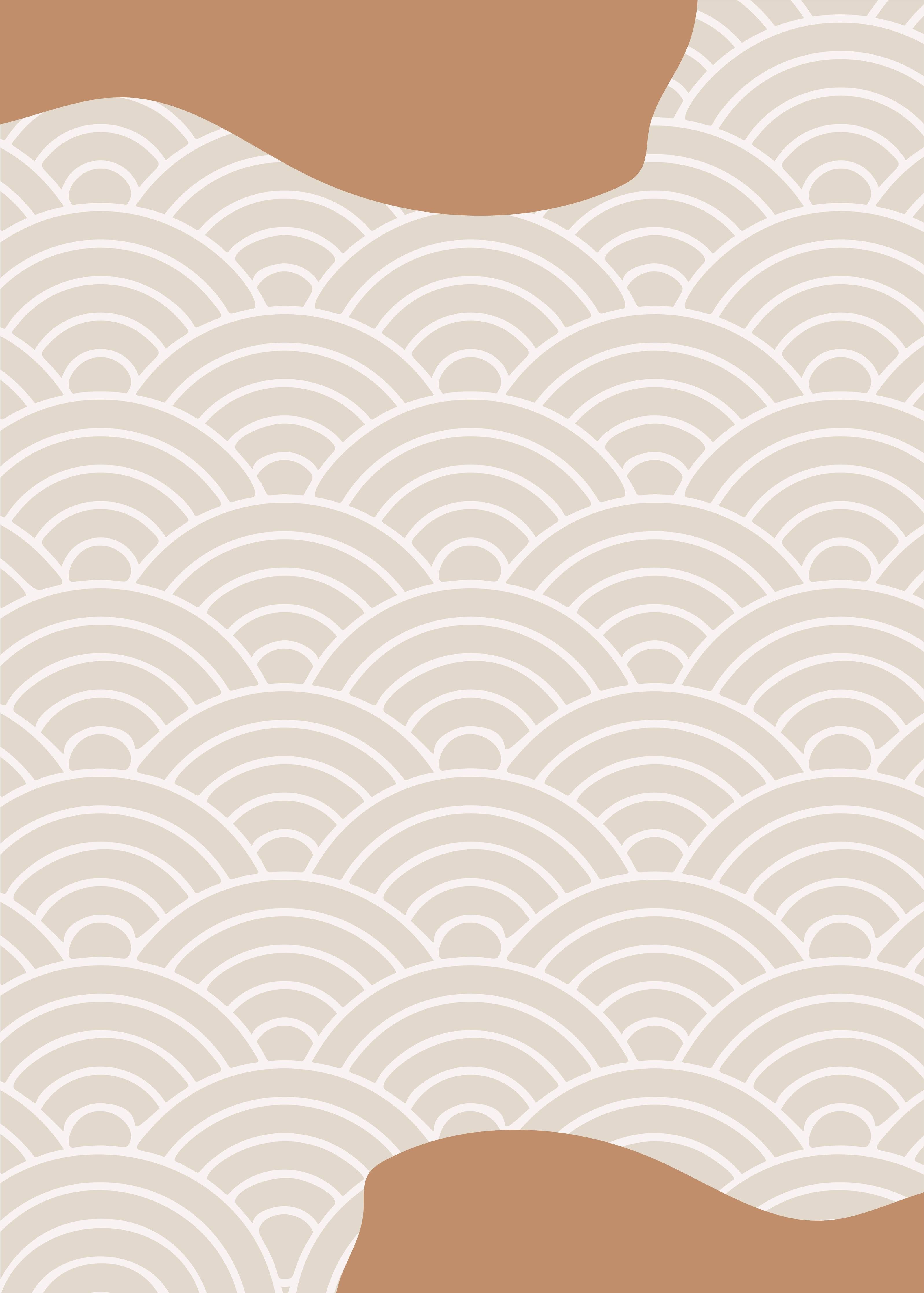 Große Wandbilder-Beige und Weißes Wellenmuster mit Braun-Akzenten