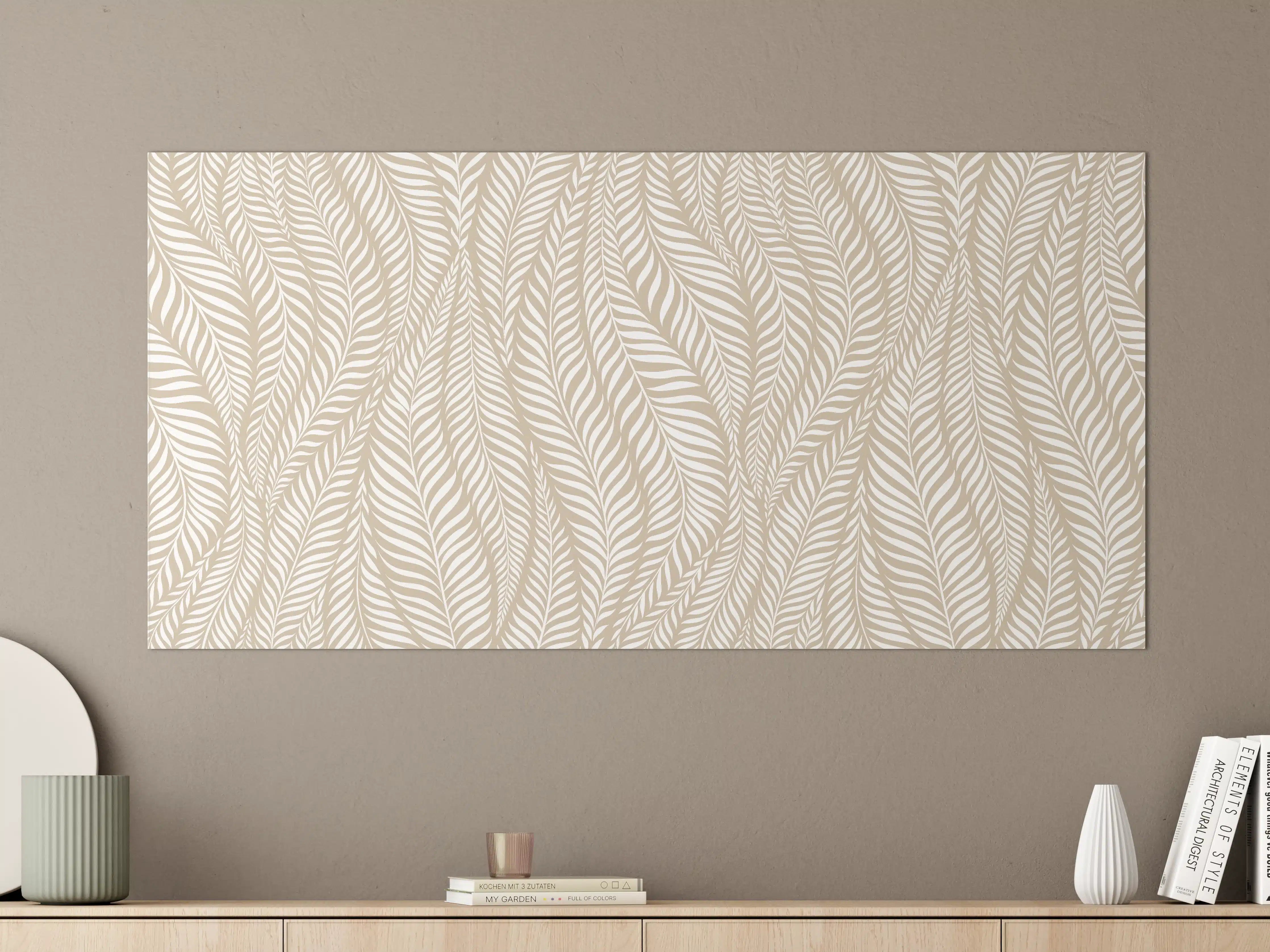 Große Wandbilder - Beige-weiße Blattmuster-Textur