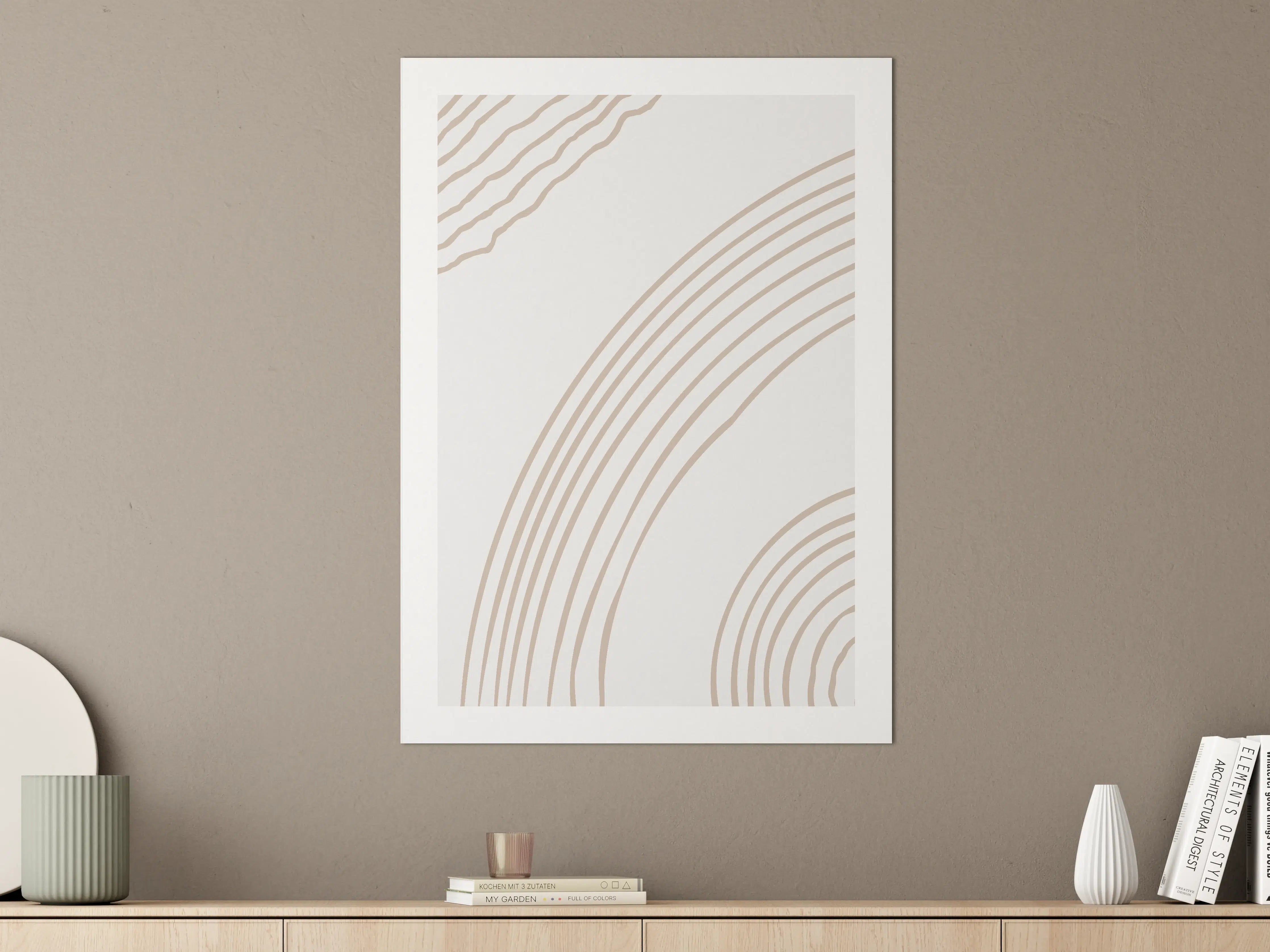 Große Wandbilder - Beige-weiße Linienmuster
