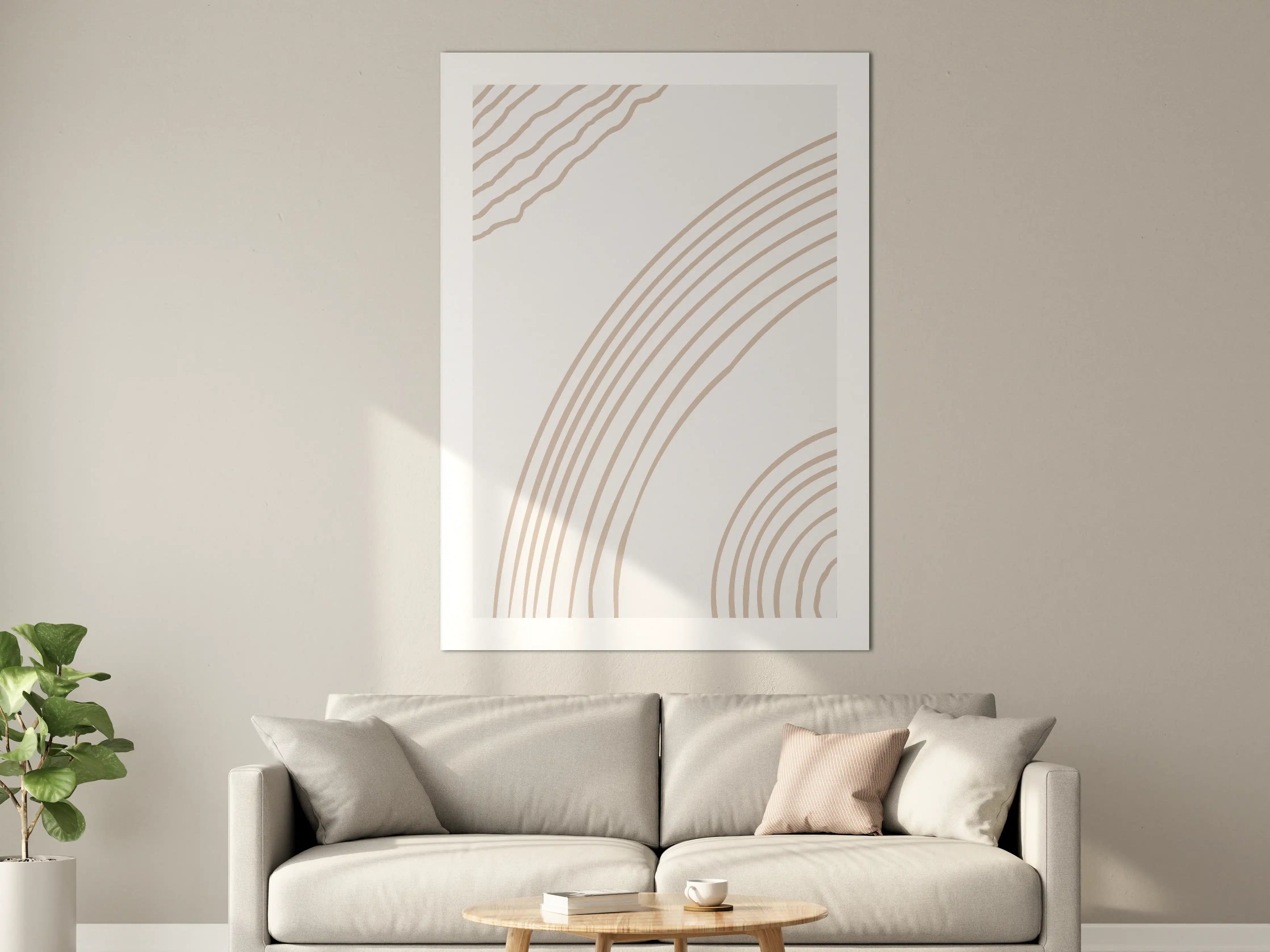 Große Wandbilder - Beige-weiße Linienmuster