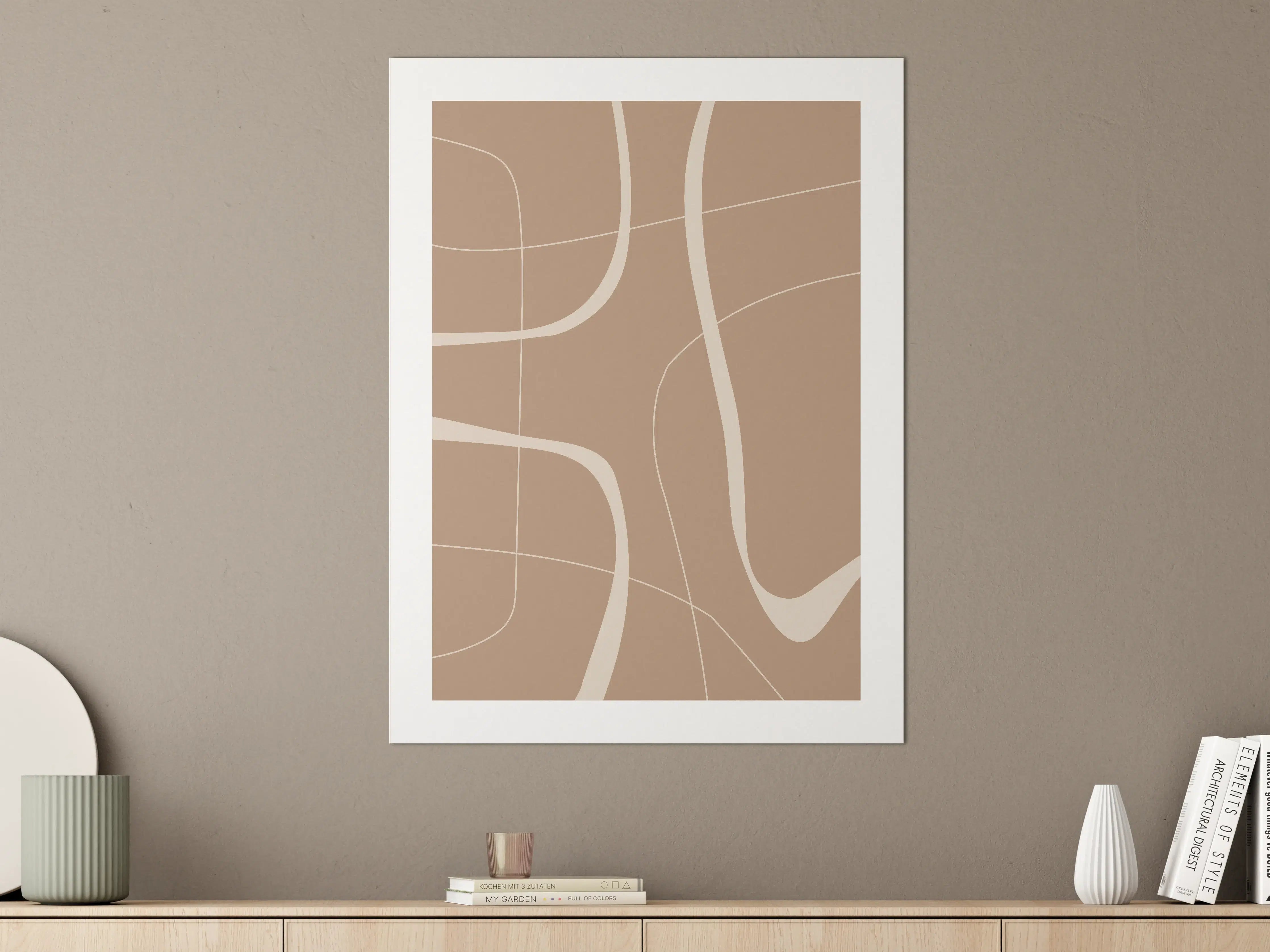 Große Wandbilder - Beige-weiße abstrakte Geometrie