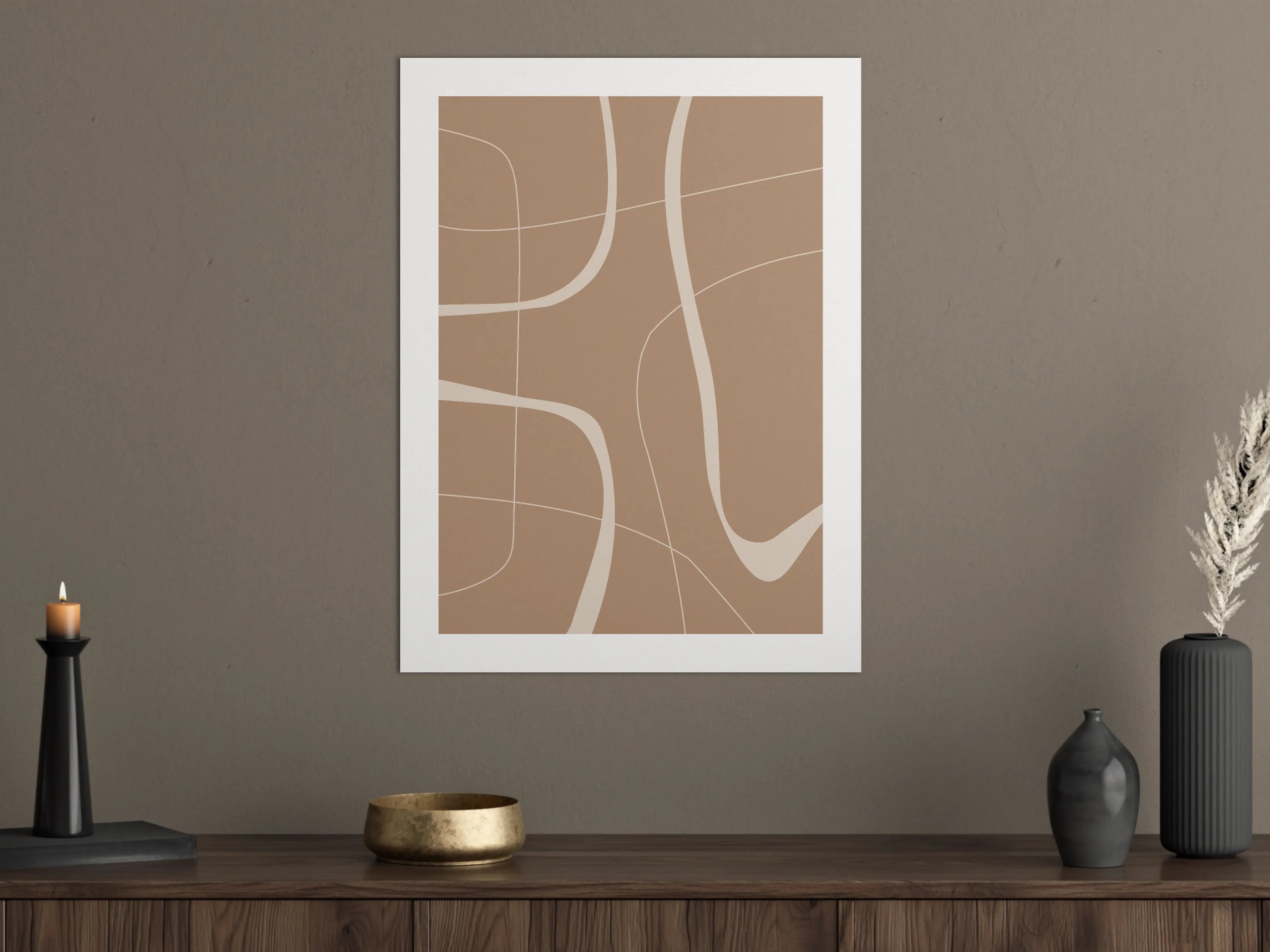 Große Wandbilder - Beige-weiße abstrakte Geometrie