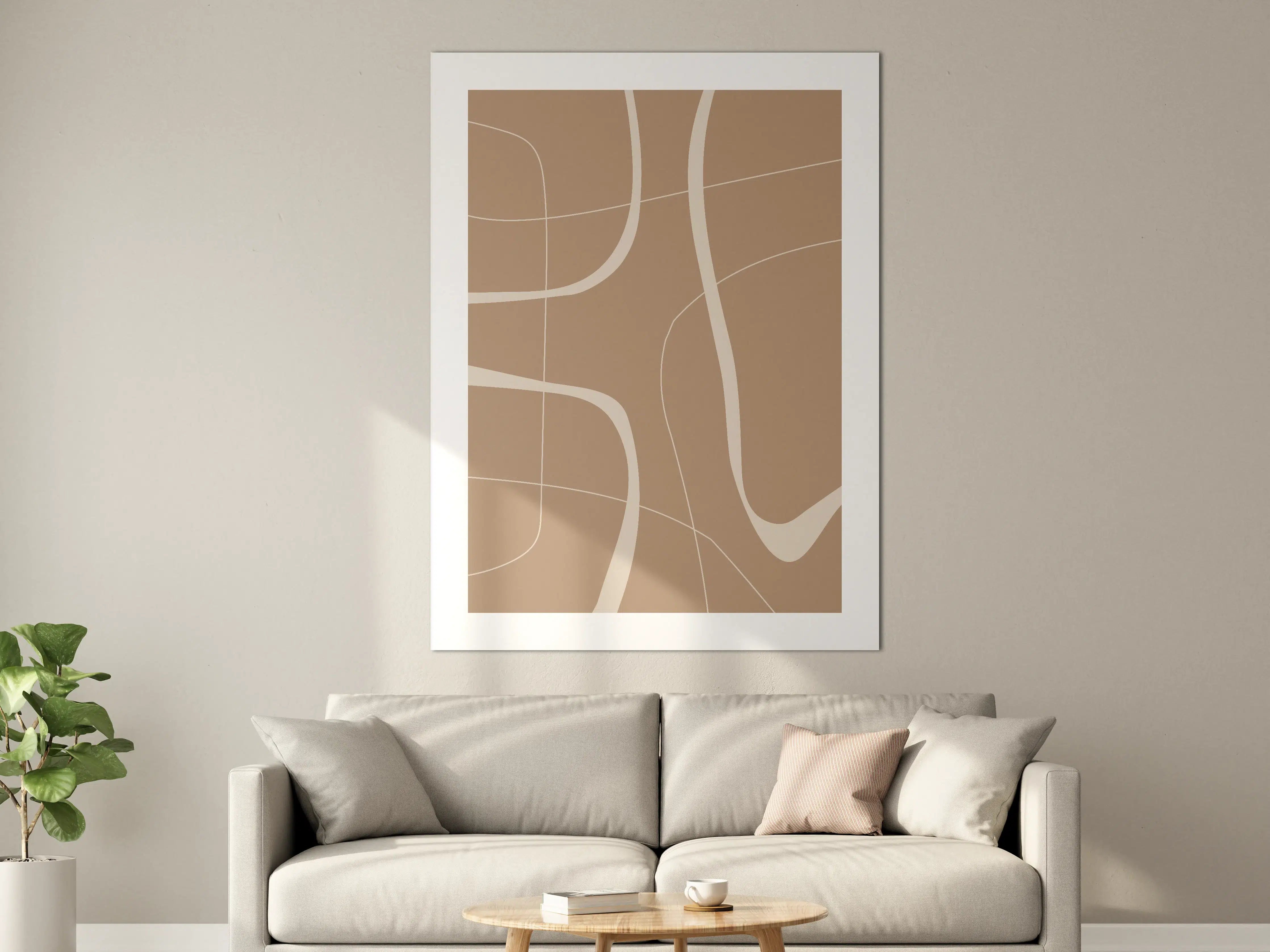 Große Wandbilder - Beige-weiße abstrakte Geometrie