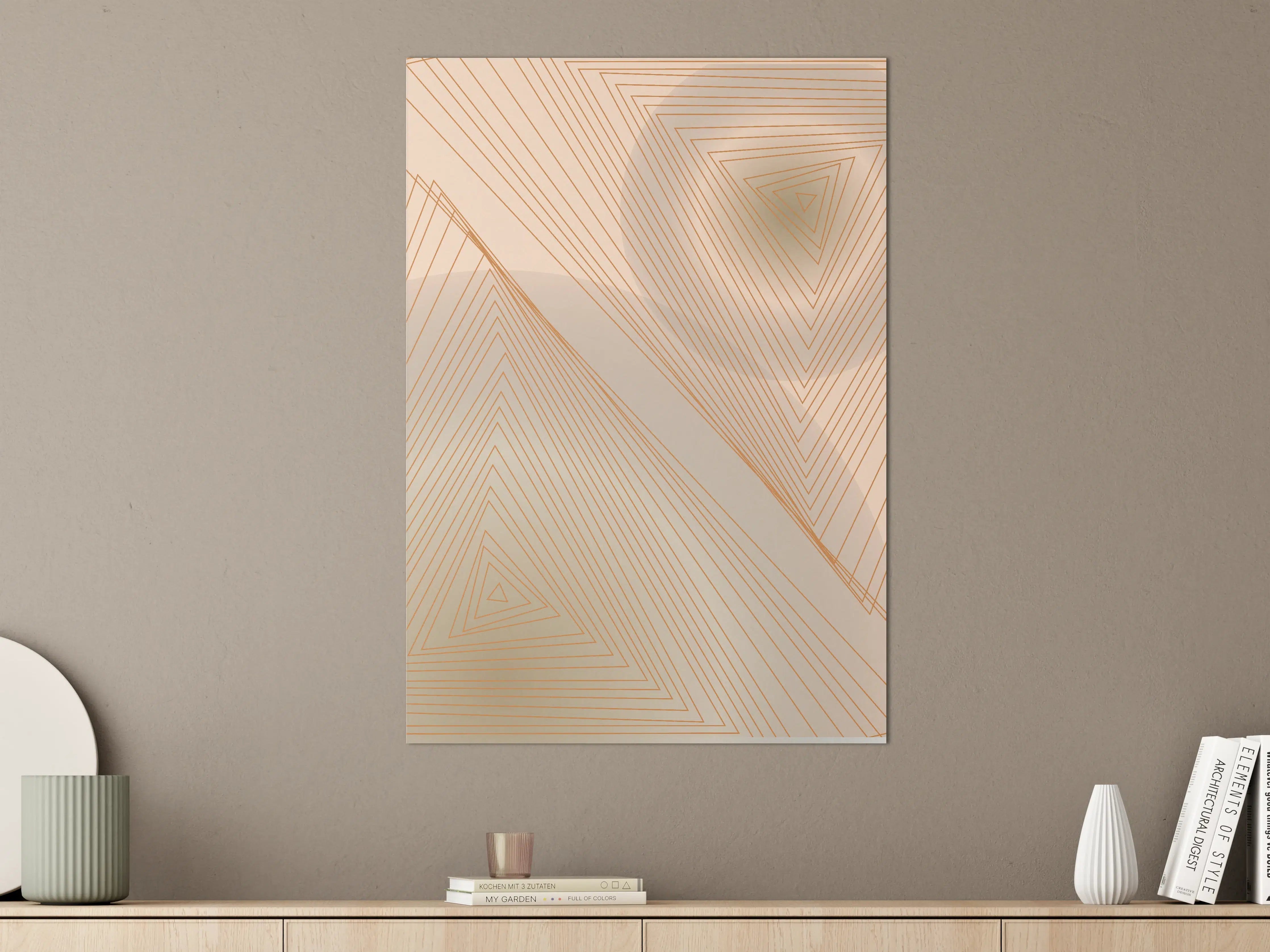 Große Wandbilder - Beige-weiße geometrische Linienkunst
