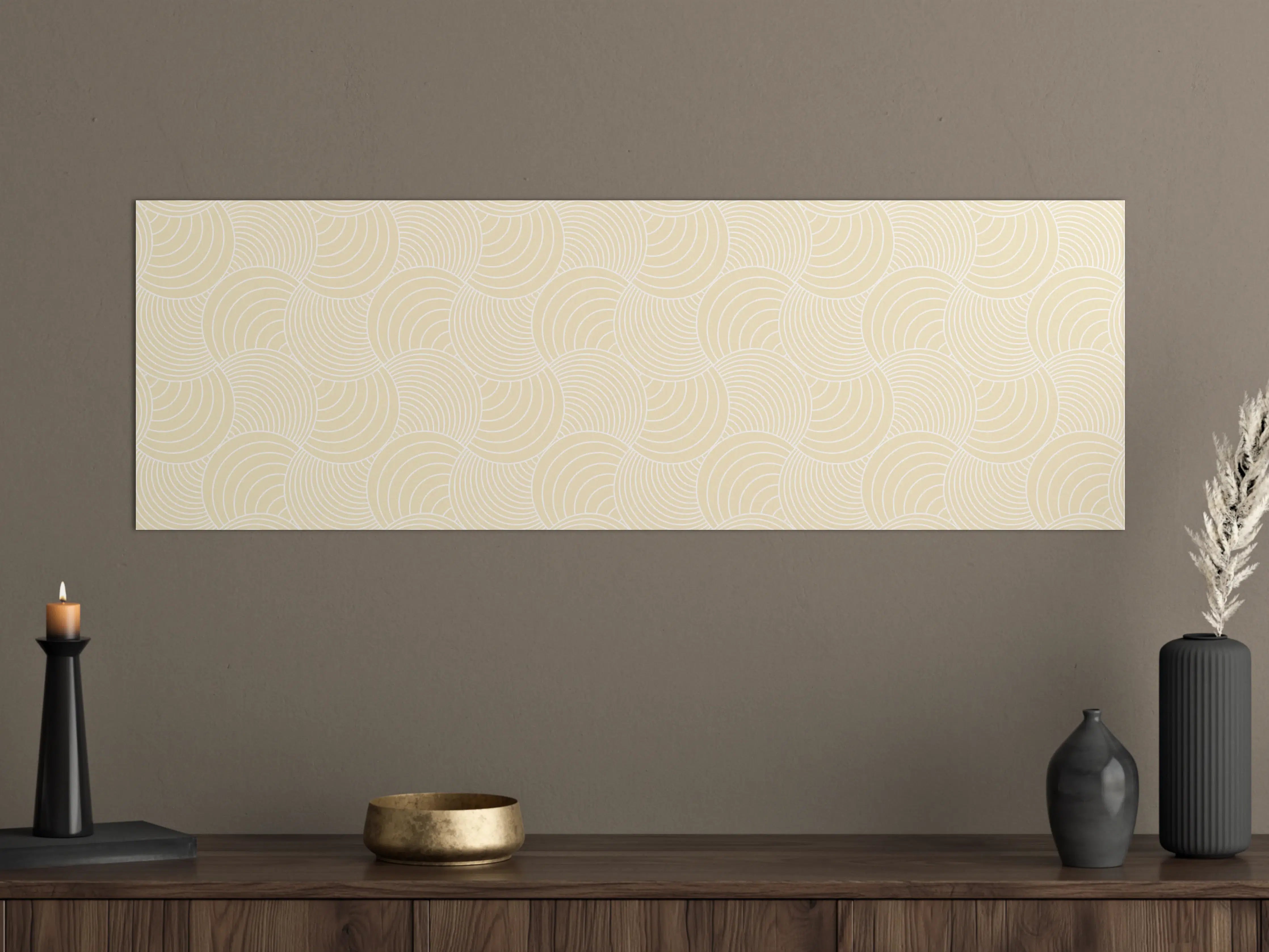 Große Wandbilder - Beige-weiße geometrische Musterwand schilder