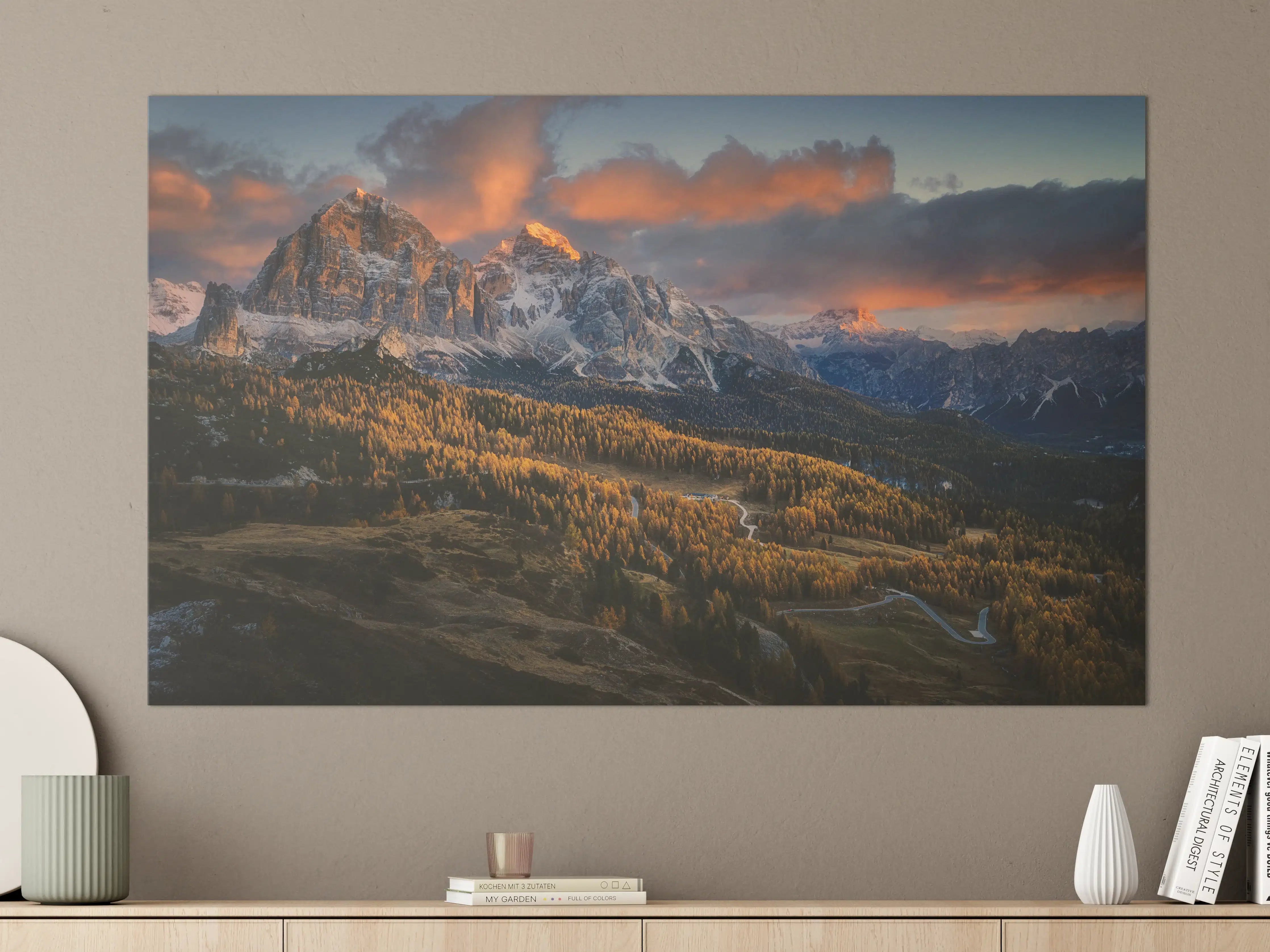 Große Wandbilder - Bergpanorama bei Sonnenuntergang mit Wolken