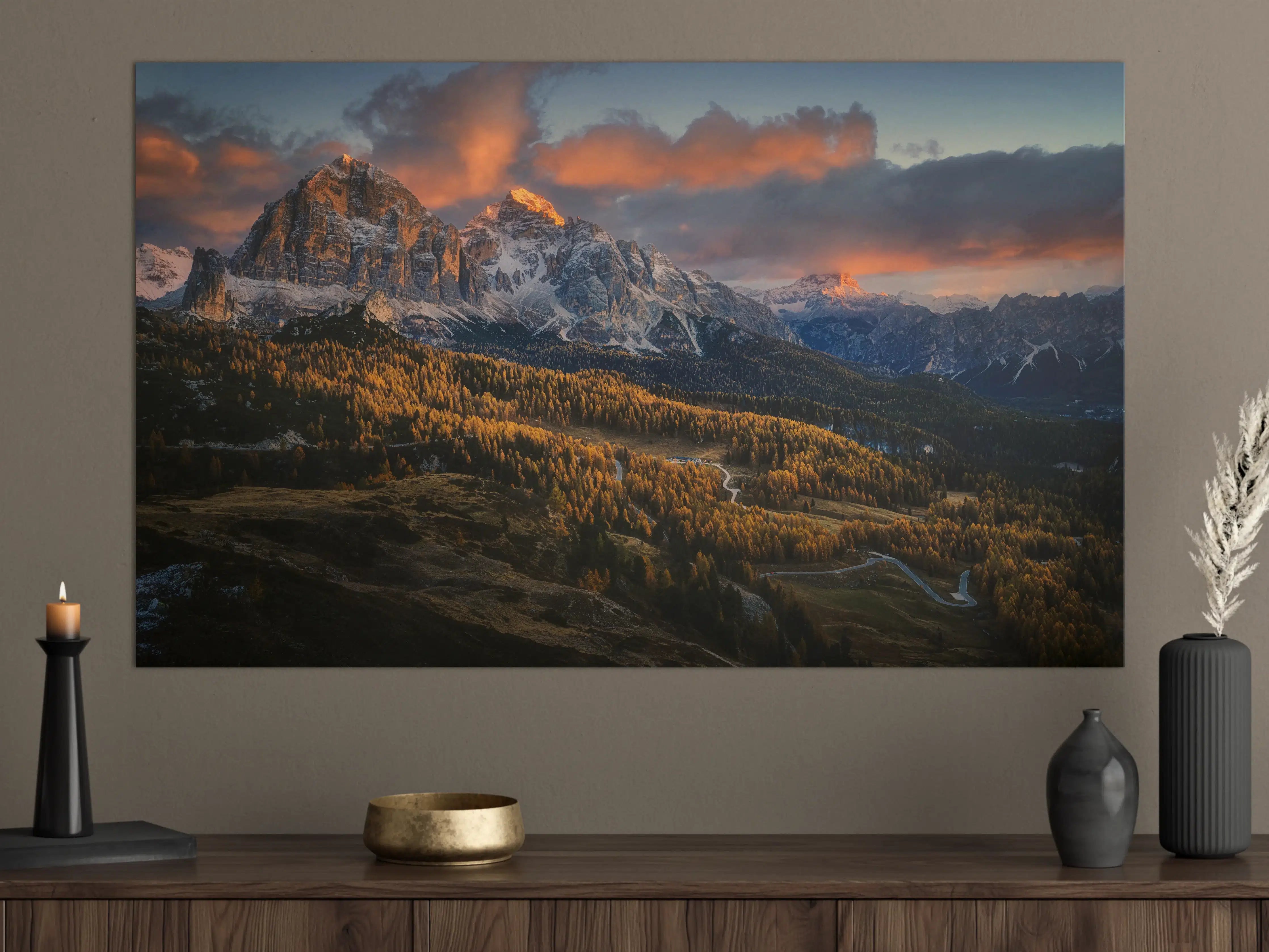 Große Wandbilder - Bergpanorama bei Sonnenuntergang mit Wolken