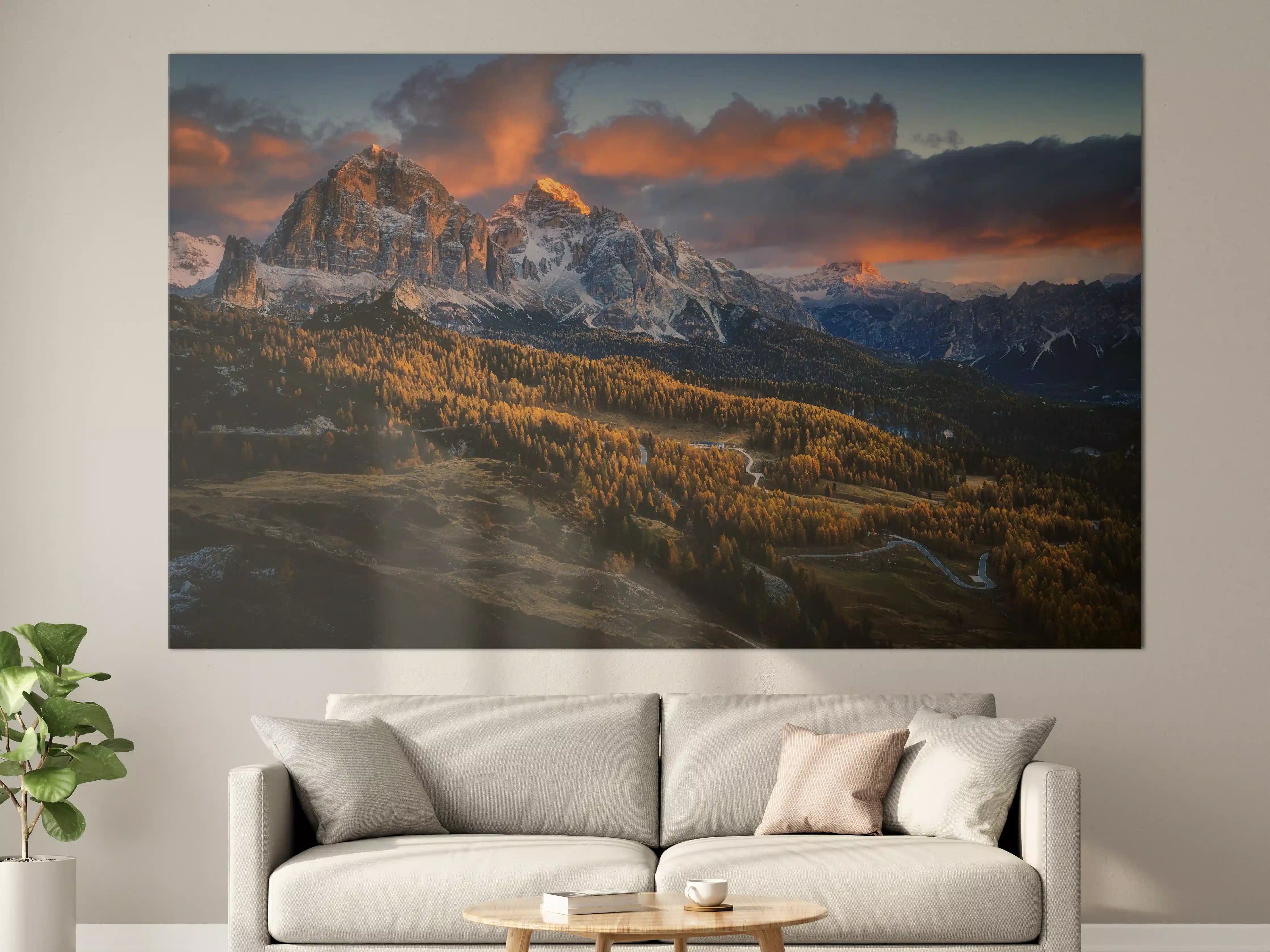 Große Wandbilder - Bergpanorama bei Sonnenuntergang mit Wolken