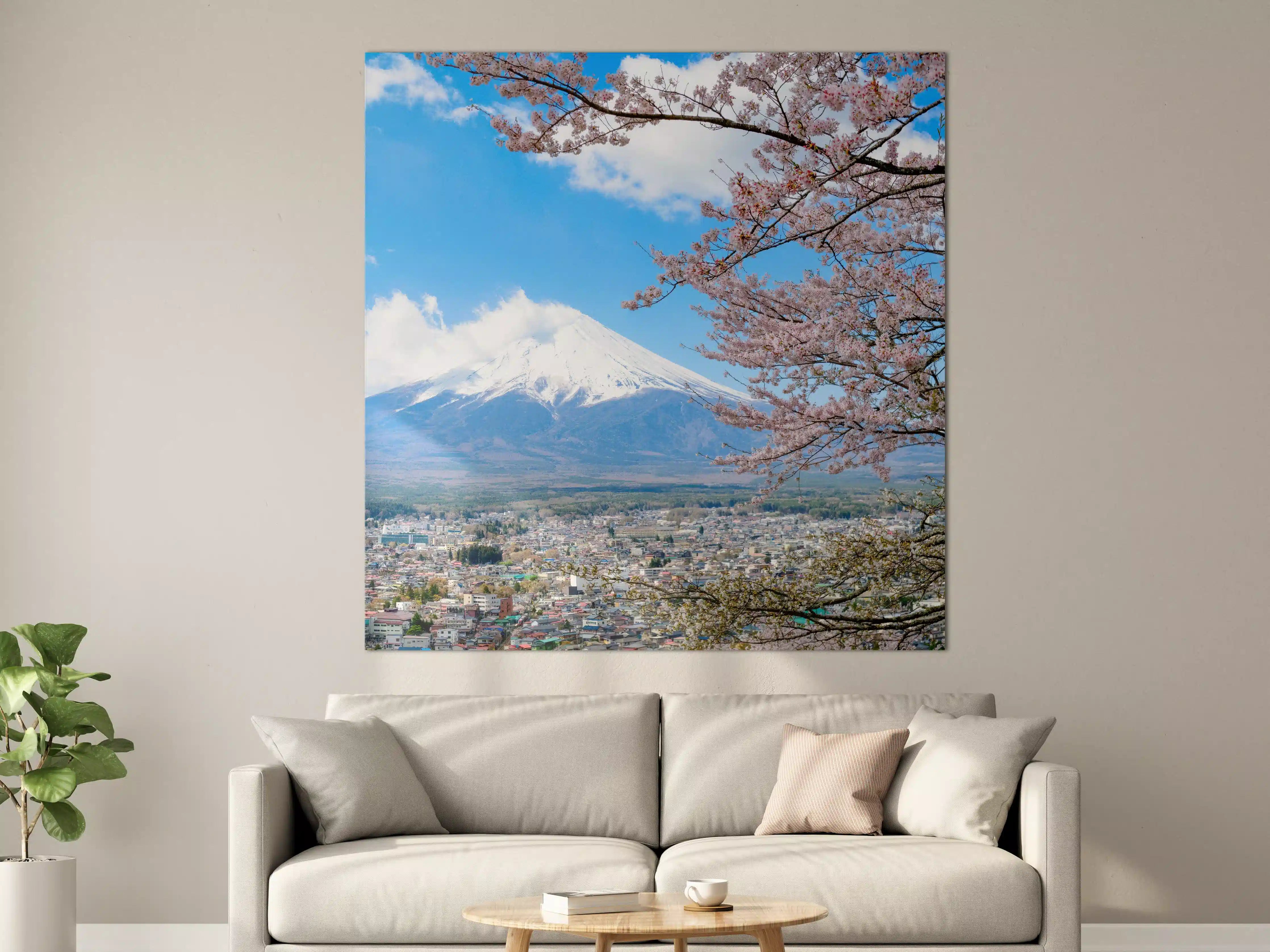 Große Wandbilder - Bergpanorama mit Kirschblüten
