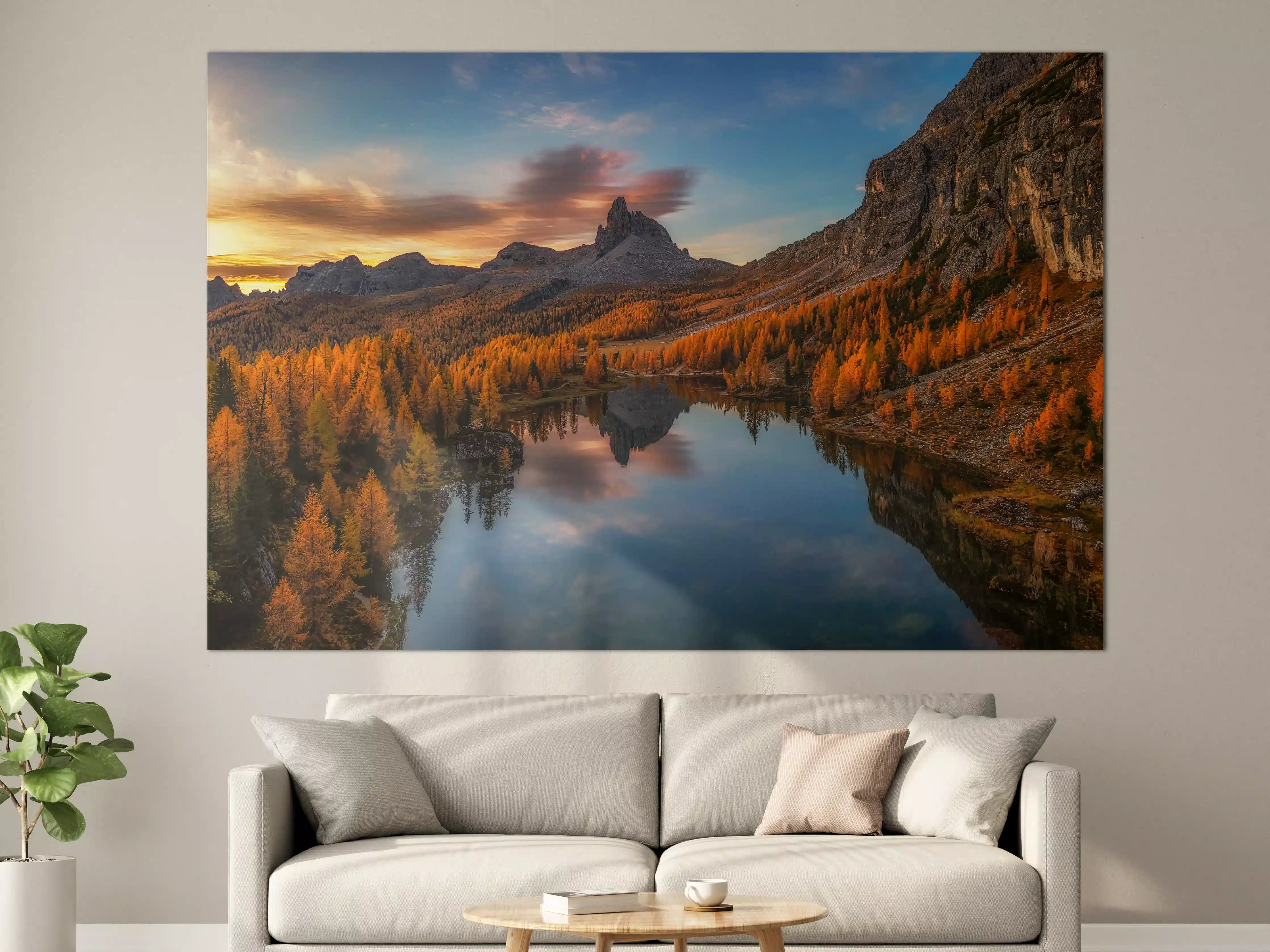 Große Wandbilder - Bergsee im Herbst bei Sonnenuntergang